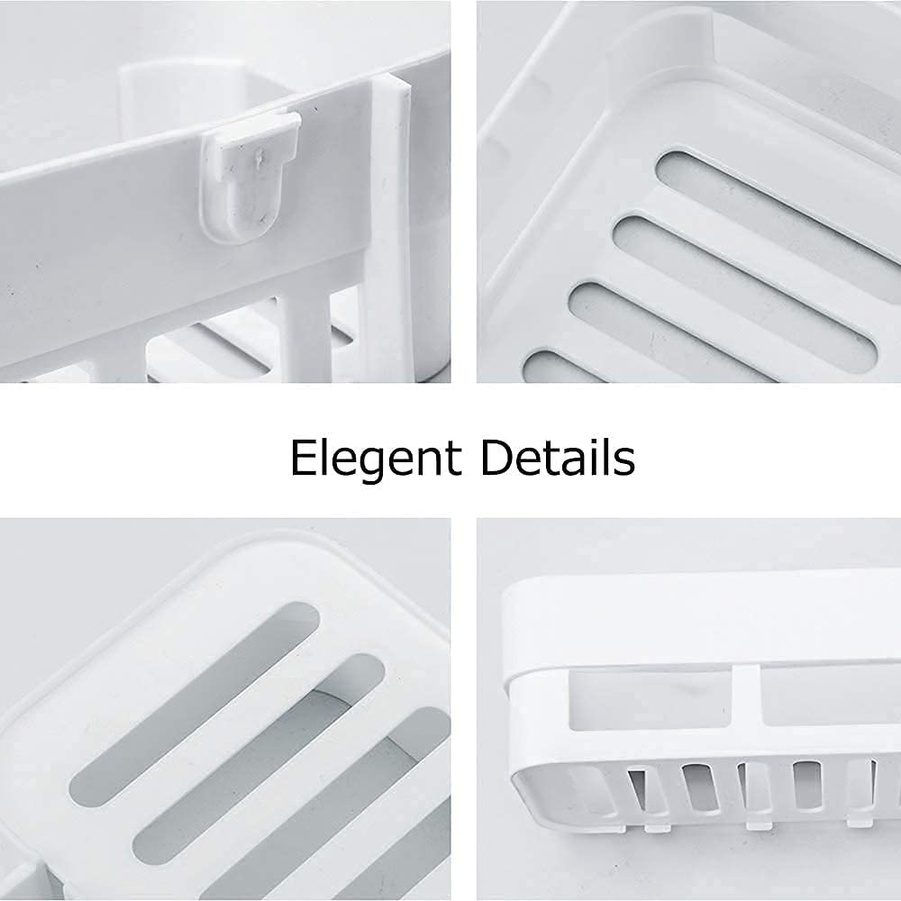 MorivaHomes Self-Adhesive Wall Mount Bathroom Shelf & Soap Dish Holder Set - Waterproof Bathroom Organizer for Shower, Kitchen, Vanity - White (2 Shelves + 2 Soap Dishes) - Perfect for Small Space Organization