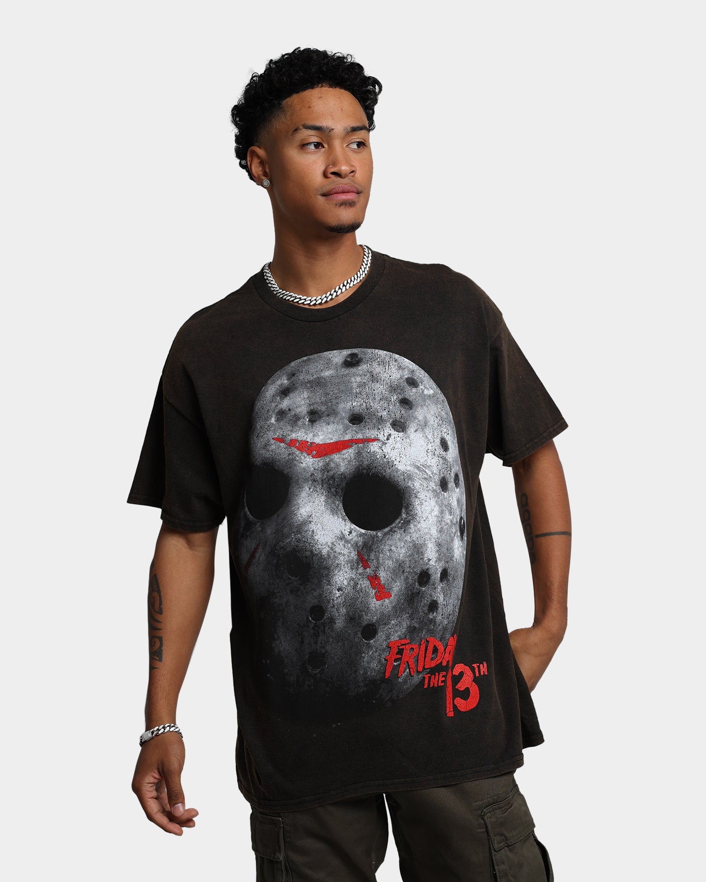 Vintage Friday The 13th Jason's Mask T-Shirt - Distressed Black Wash Horror Movie Tee | Perfect for Halloween Costumes, Horror Conventions & 80s Retro Fashion