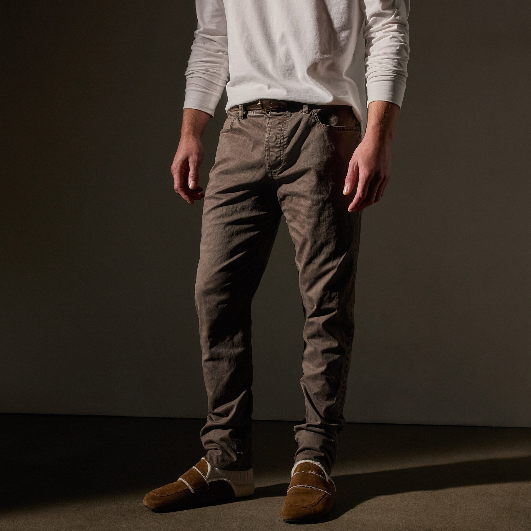 Premium Brushed Twill 5-Pocket Pants for Men - Comfortable Loam Pigment Casual Trousers | Ideal for Work, Travel & Everyday Wear