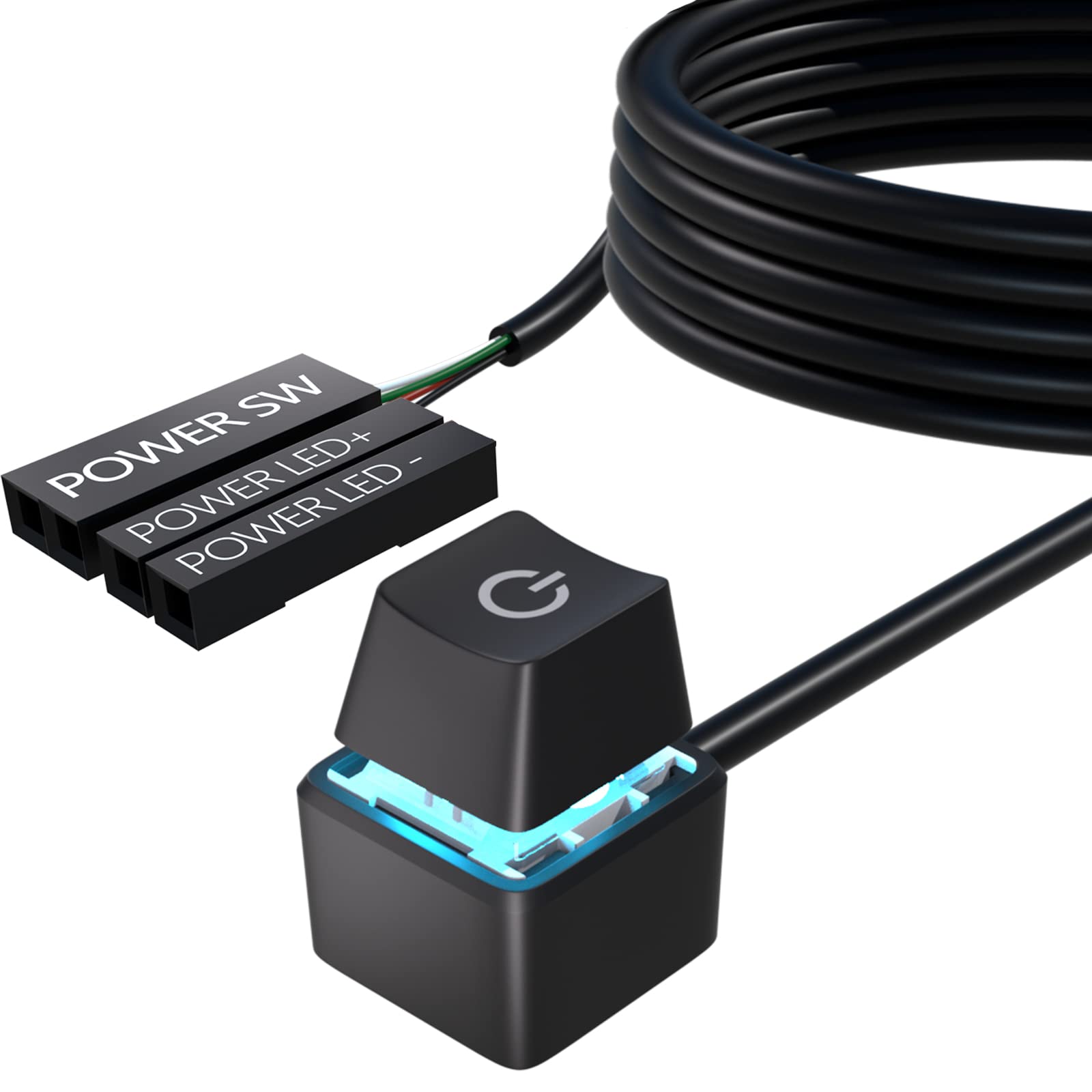 65 Inch External PC Power Button ATX Switch Cable - Desktop Computer Case Motherboard On/Off Power Switch Adapter for DIY PC Builds & Computer Repair