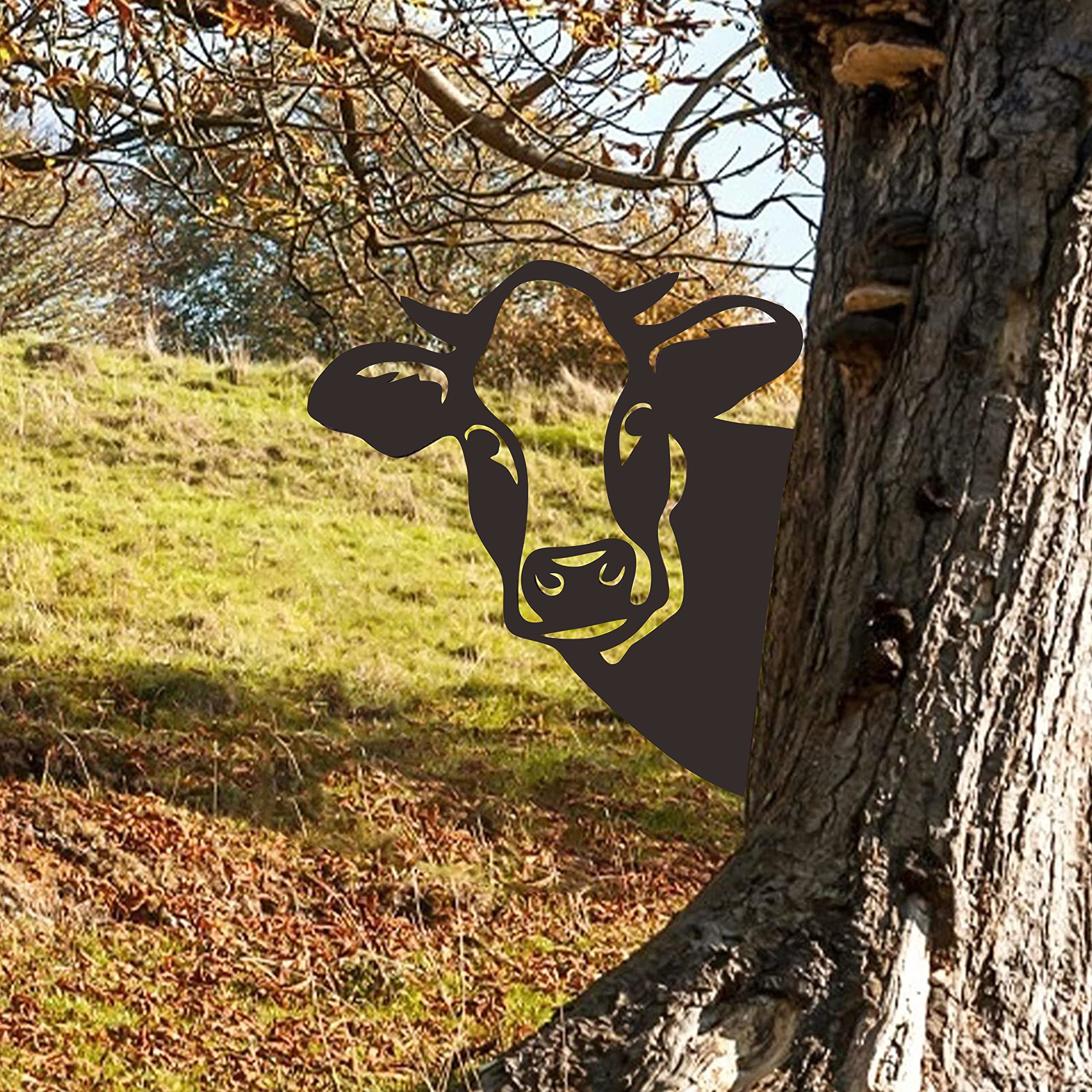 Rustic Cow Metal Art - Farm & Garden Decor, Fence & Yard Decoration for Farmhouse, Lawn, Outdoor Patio | Perfect for Countryside Homes, Backyard Landscaping & Western-Themed Gardens