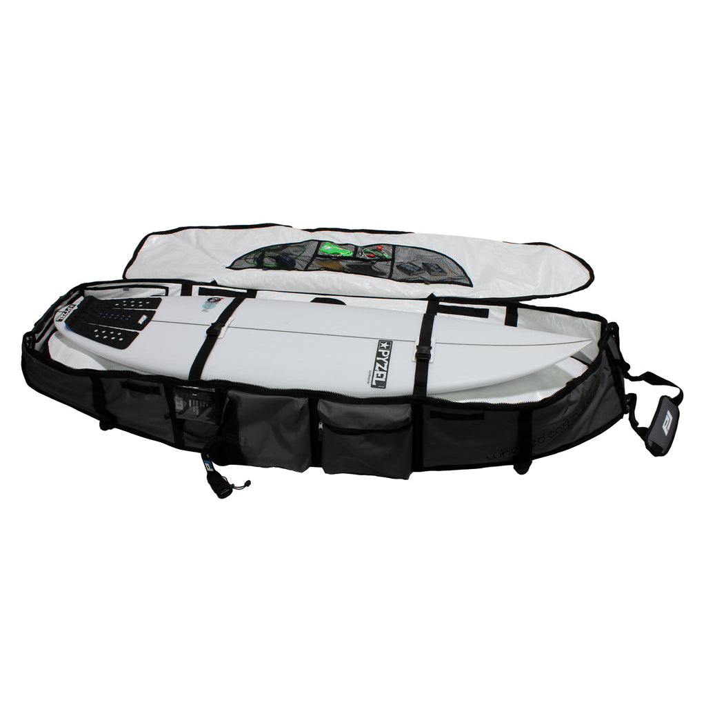 Pro Lite Wheeled Coffin Surfboard Bag 7'0 - Waterproof Padded Travel Cover for 3-4 Boards (Navy/Gray) - Perfect for Surf Trips, Air Travel & Beach Storage