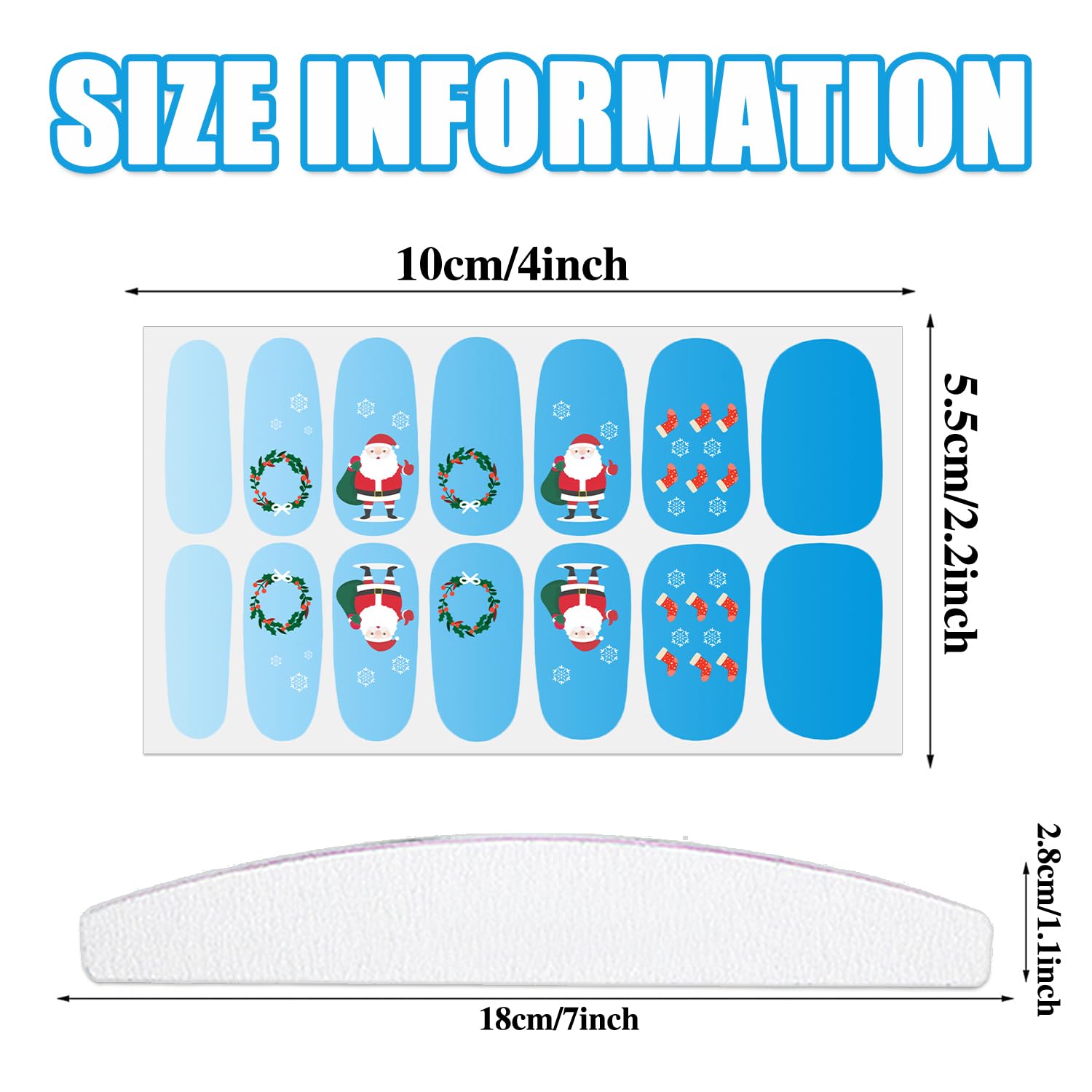 WOKOTO 12 Sheets Christmas Nail Stickers - Full Nail Wraps for Holiday Gel Nail Polish Strips (Santa, Christmas Tree, Snowflake Designs) - Perfect for Women & Girls Christmas Parties, Gift Exchanges & Festive Nail Art