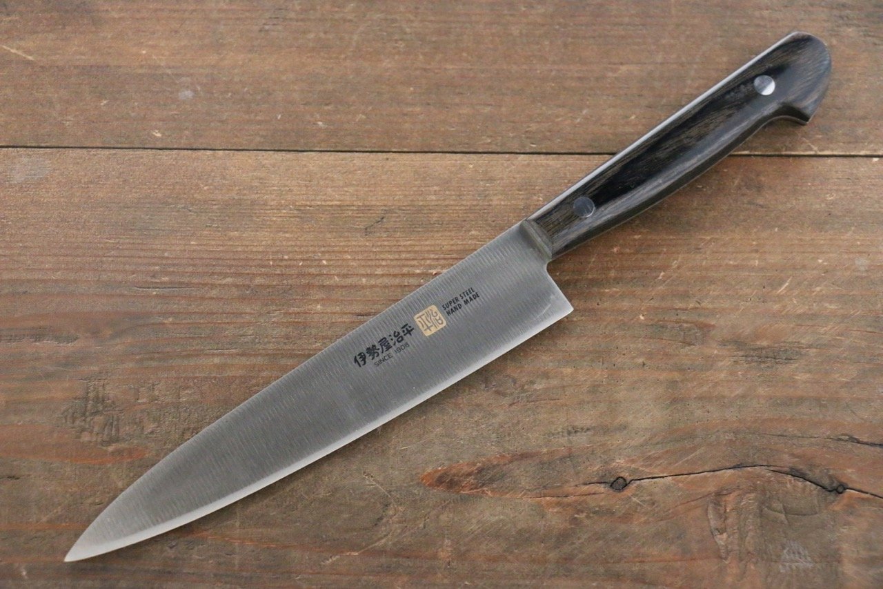 Premium Iseya Molybdenum Steel 150mm Petty Knife & 180mm Santoku Knife Set with Black Pakkawood Handle - Japanese Kitchen Knives for Slicing, Dicing, and Precision Cutting - Perfect for Home Chefs and Professional Kitchens