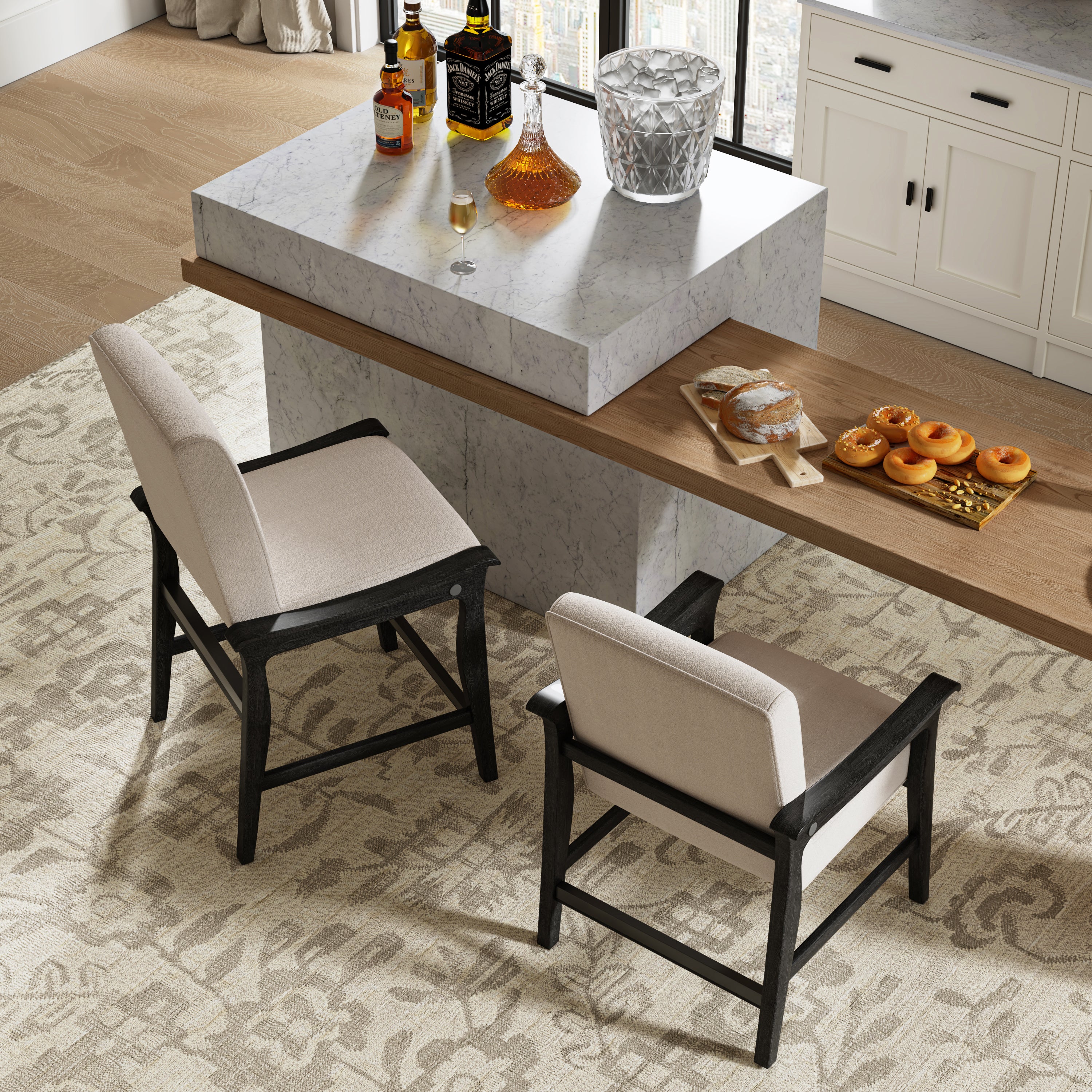 Modern Upholstered Counter Stool with Quick Shift to Dining Chair - Versatile Kitchen Island, Bar & Dining Room Seating for Home & Restaurant Use