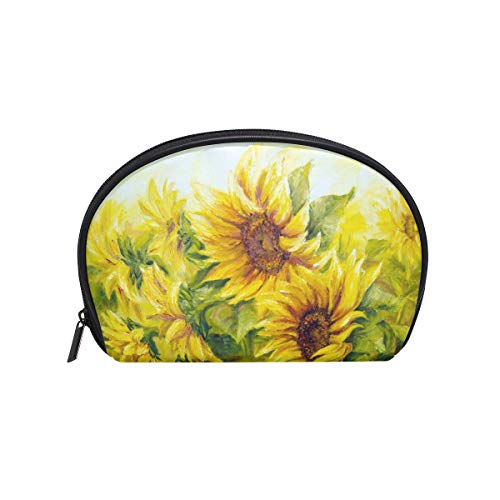 Portable Travel Makeup Bag for Women - Sunflower Cosmetic Organizer with Multiple Pockets, Waterproof Toiletry Case for Makeup Brushes & Beauty Accessories | Perfect for Vacation, Gym & Daily Use