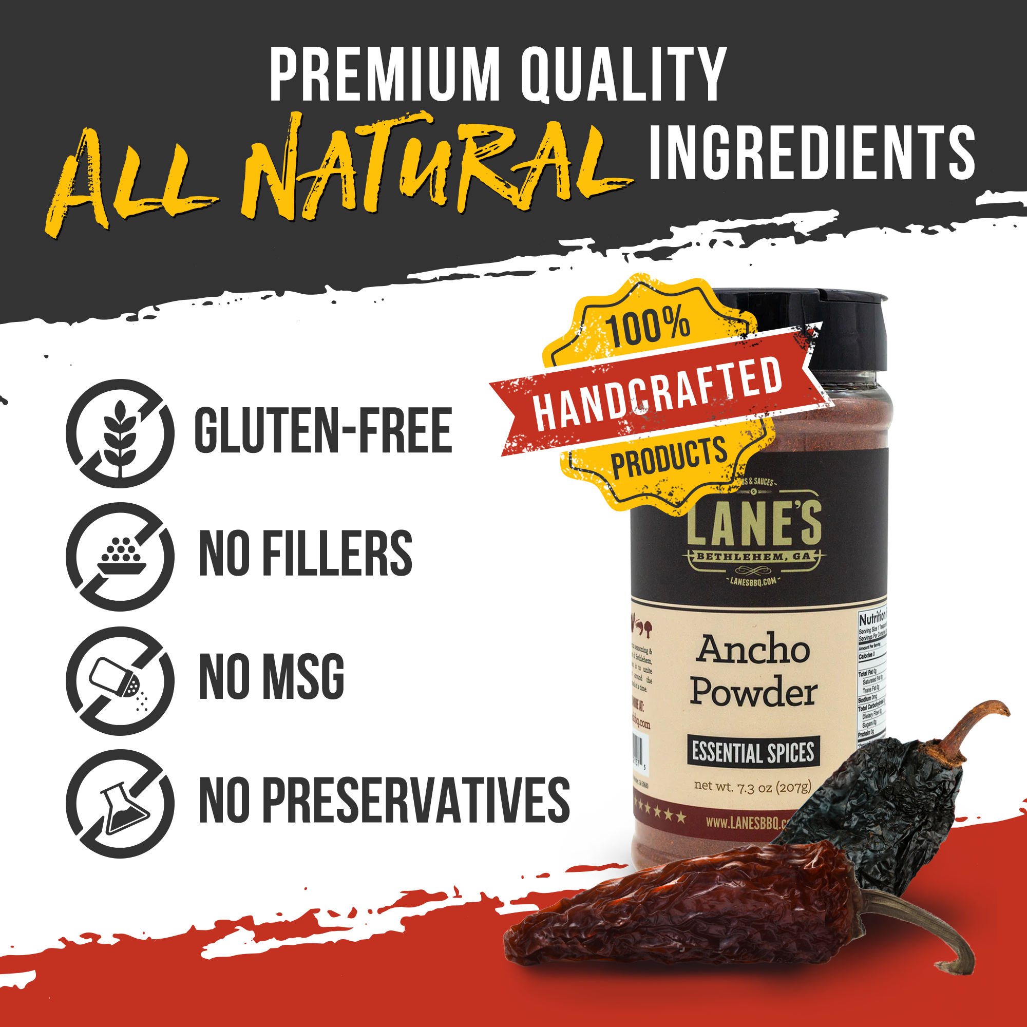 Premium Ancho Chile Powder - Mild & Smoky Mexican Spice for Cooking, Seasoning & BBQ - Perfect for Tacos, Enchiladas & Grilled Meats