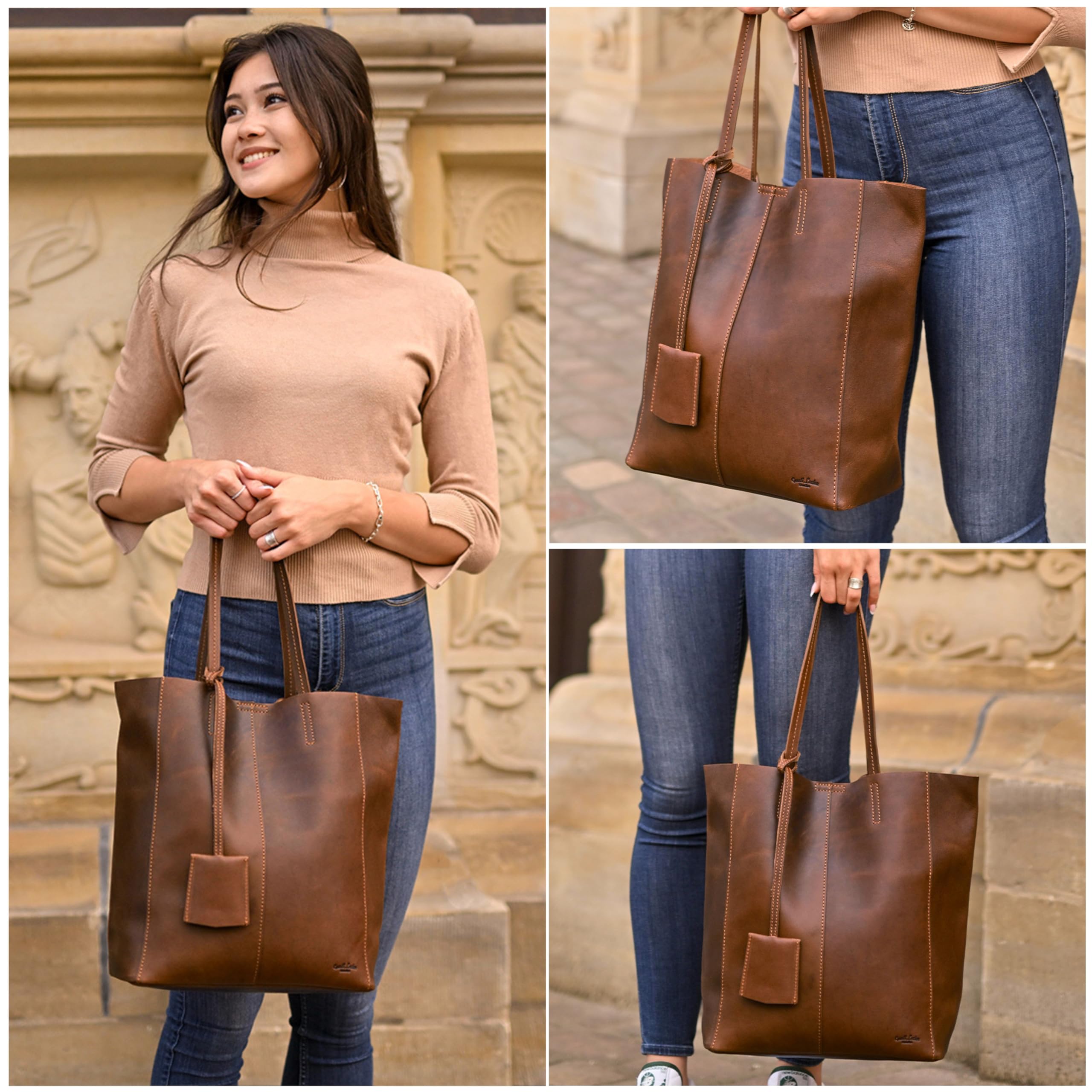 Genuine Cowhide Leather Tote Bag for Women - Gusti Cassidy Shoulder Bag with Magnet Closure, Fits 15” Laptop & A4 Documents, 13L Capacity - Perfect for Work, Travel & Everyday Use