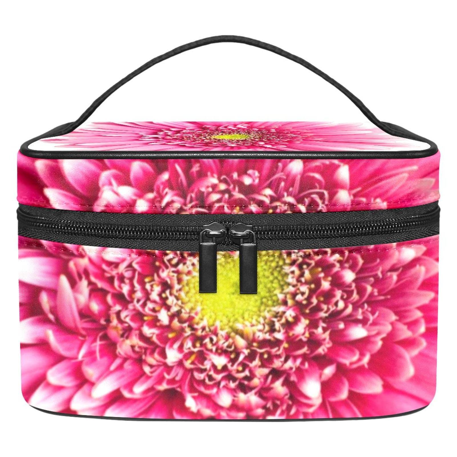 Pink Daisy Flower Makeup Bag for Women & Girls - Portable Cosmetic Pouch for Travel, Gym & Daily Essentials | Cute Floral Makeup Organizer