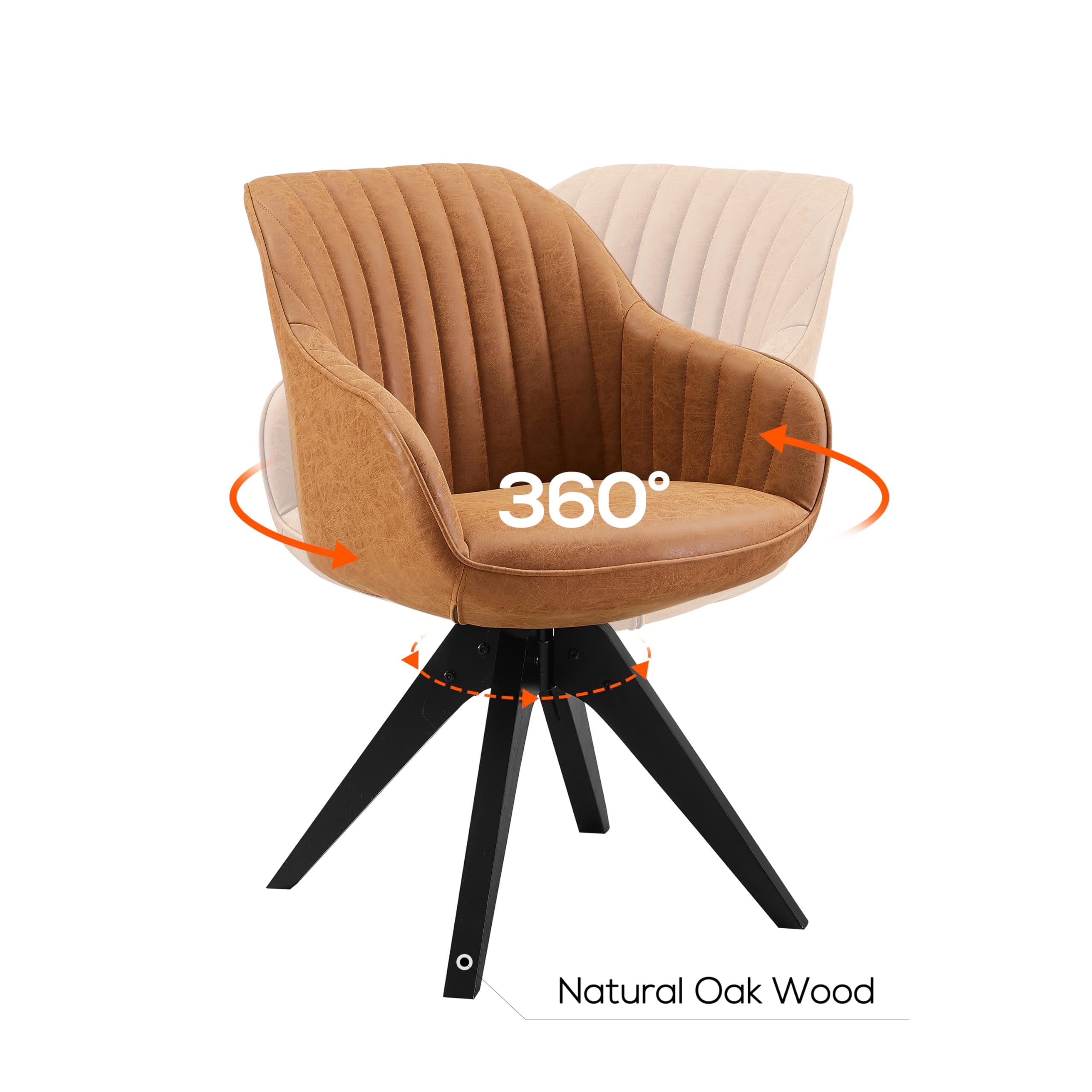 Art Leon Mid Century Modern Dining Chair - Faux Leather Upholstered Swivel Chair with Wooden Legs, Armchair for Dining Room & Living Room - Perfect for Home Decor, Entertaining Guests & Relaxing