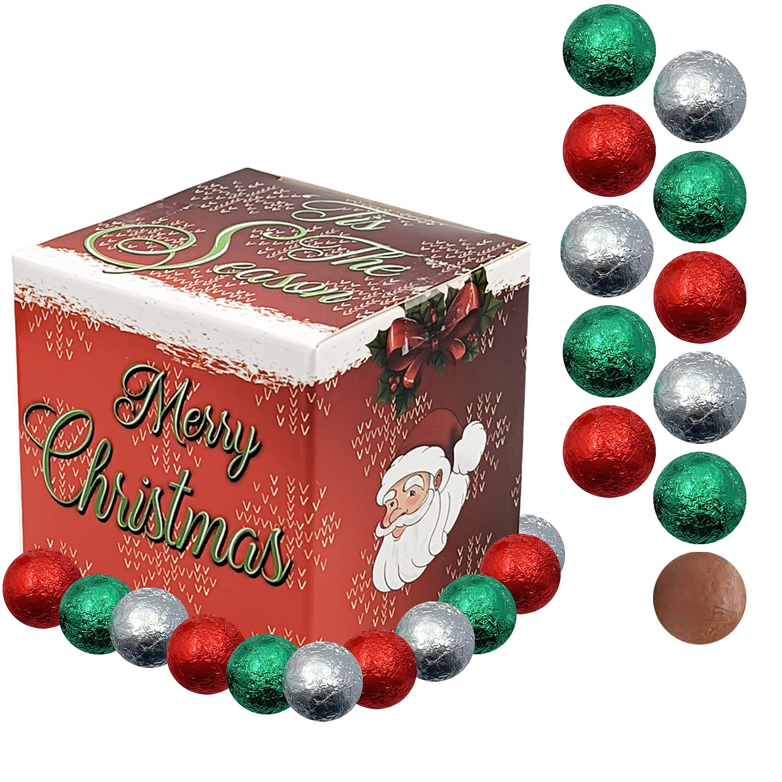 Premium Christmas Milk Chocolate Balls - Individually Wrapped Kosher Certified Dairy Treats (8oz) - Perfect for Holiday Party Favors, Stocking Stuffers & Gift Bags