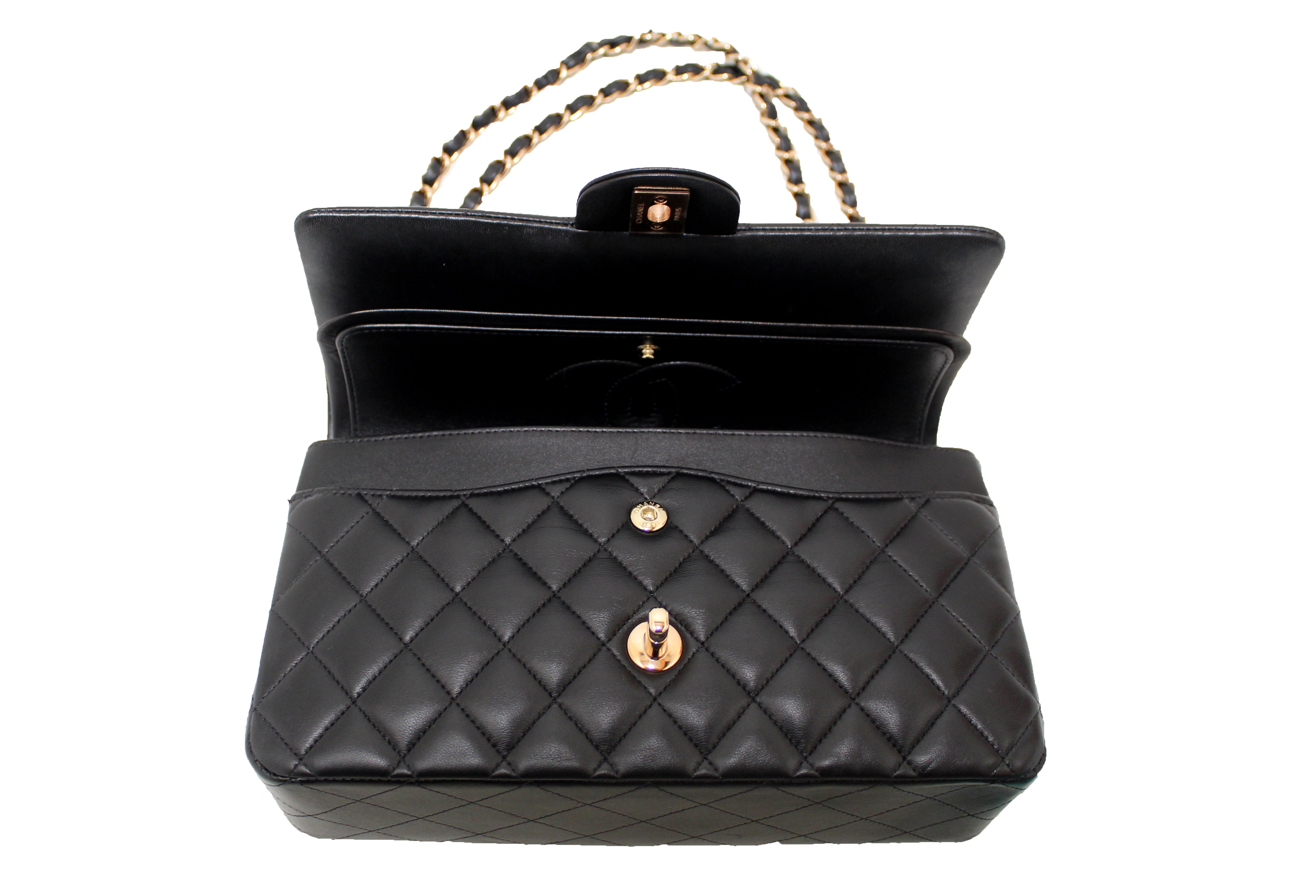 Authentic Chanel Classic Black Quilted Lambskin Leather Medium Double Flap Bag - Luxury Designer Handbag for Women, Perfect for Evening Events, Parties & Special Occasions