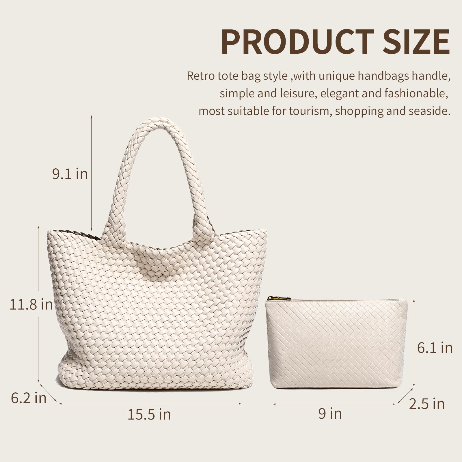 Stylish Woven Tote Bag for Women - Large Woven Shoulder Purse, Fashionable Handbag for Beach, Travel & Everyday Use | Durable & Trendy Woven Beach Bag