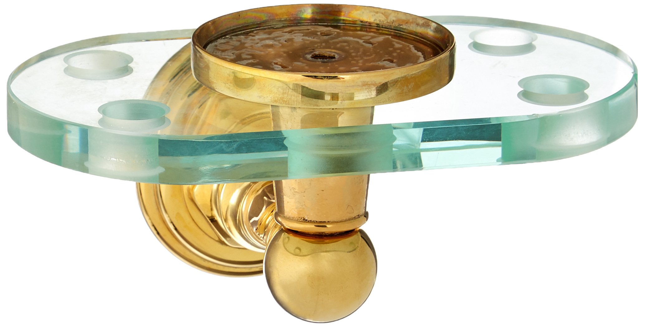 Jaclo 4830-TH-PG Polished Gold Wall Mounted Toothbrush & Tumbler Holder - Bathroom Organizer for Brushes, Cups & Essentials | Perfect for Small Spaces & Modern Decor