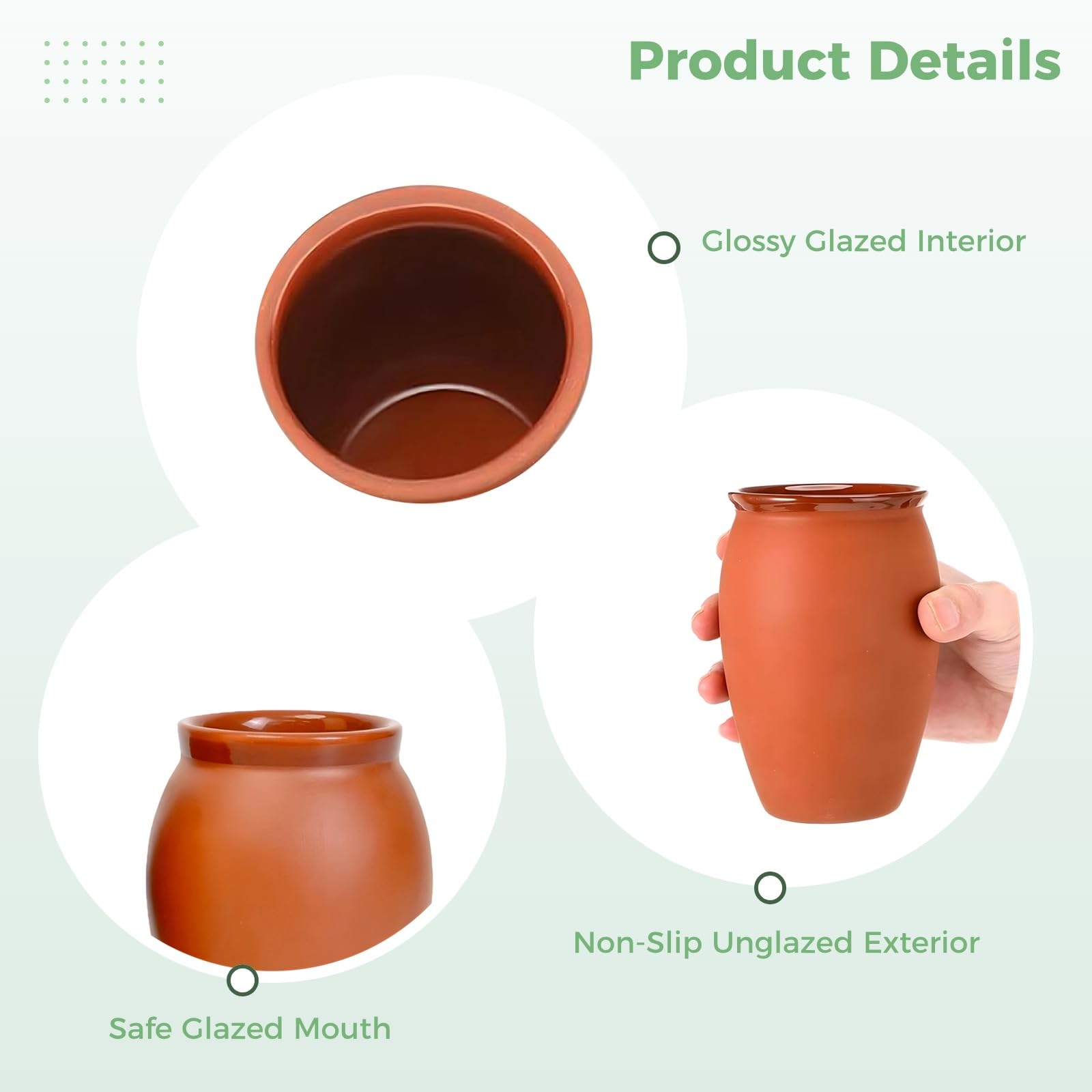 6 PCS Mexican Red Clay Drinking Cups - 12oz Cantaritos de Barro for Tequila, Margaritas, Mojitos | Traditional Handcrafted Pottery Shooters | Perfect for Cocktail Parties, Mexican Fiestas & Home Decor