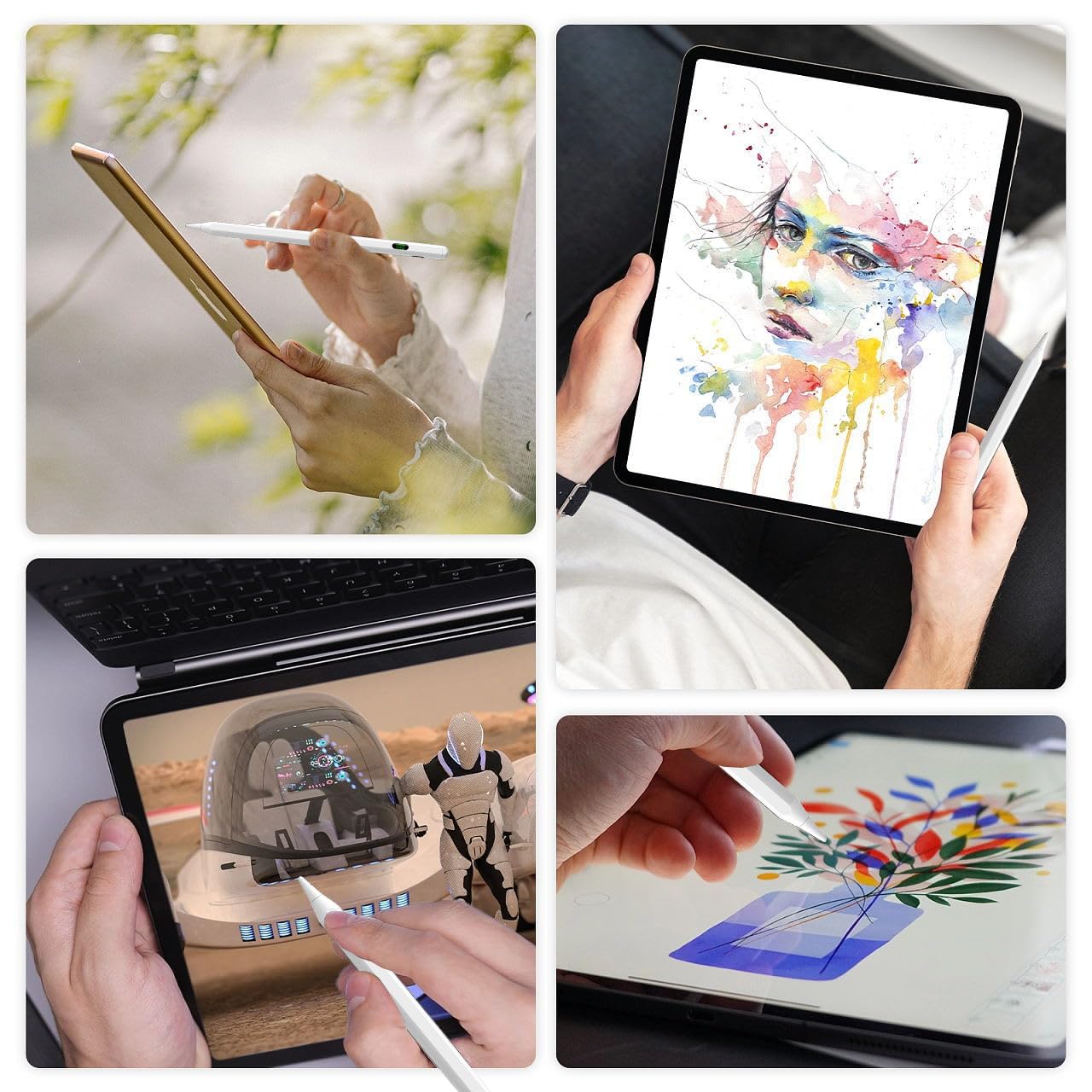 Premium Stylus Pen for iPad Pro & Air (13/12.9/11 inch) - Magnetic Attachment, Battery Indicator & Palm Rejection Technology - Perfect for Digital Art, Note Taking & Professional Work