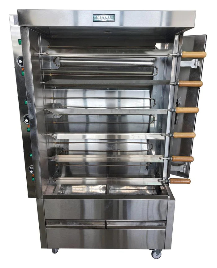 AMPTO Electric Chicken Rotisserie - Large Capacity for 30 Chickens | Commercial & Home Kitchen Use | Perfect for Restaurants, Catering & Backyard BBQs