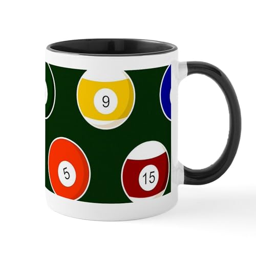 White/Black Inside - Green Pool Ball Billiards Pattern Mugs