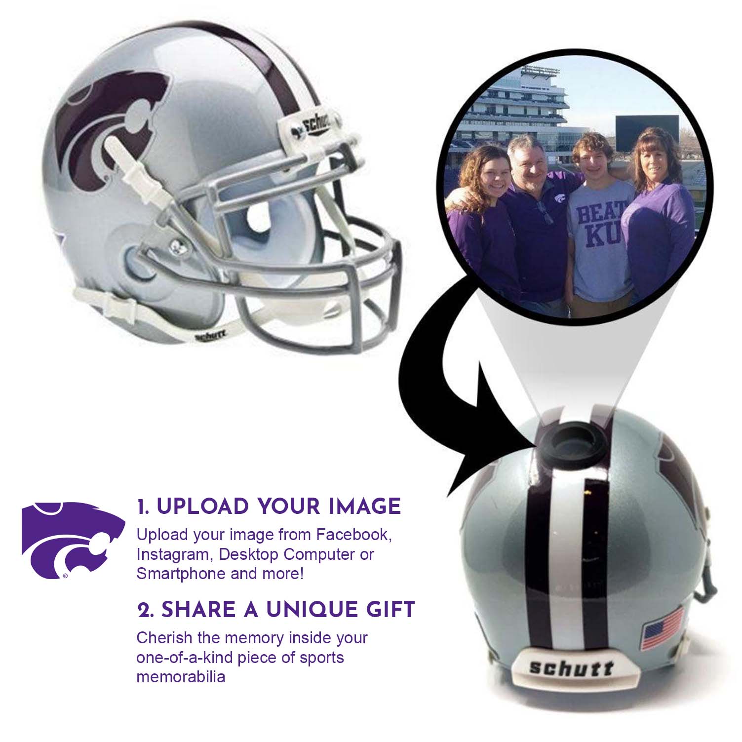 Kansas State Wildcats Mini Football Helmet - NCAA College Football Collectible with Display Stand - Perfect for Fans, Memorabilia, and Home Decor