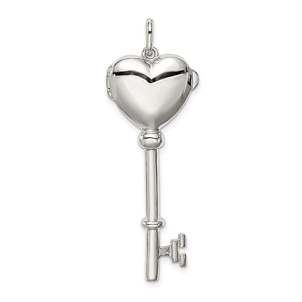 925 Sterling Silver Locket Key Pendant Necklace for Women - Elegant Heart Shape Charm with Chain - Perfect Gift for Her (Birthday, Anniversary, Valentine's Day)