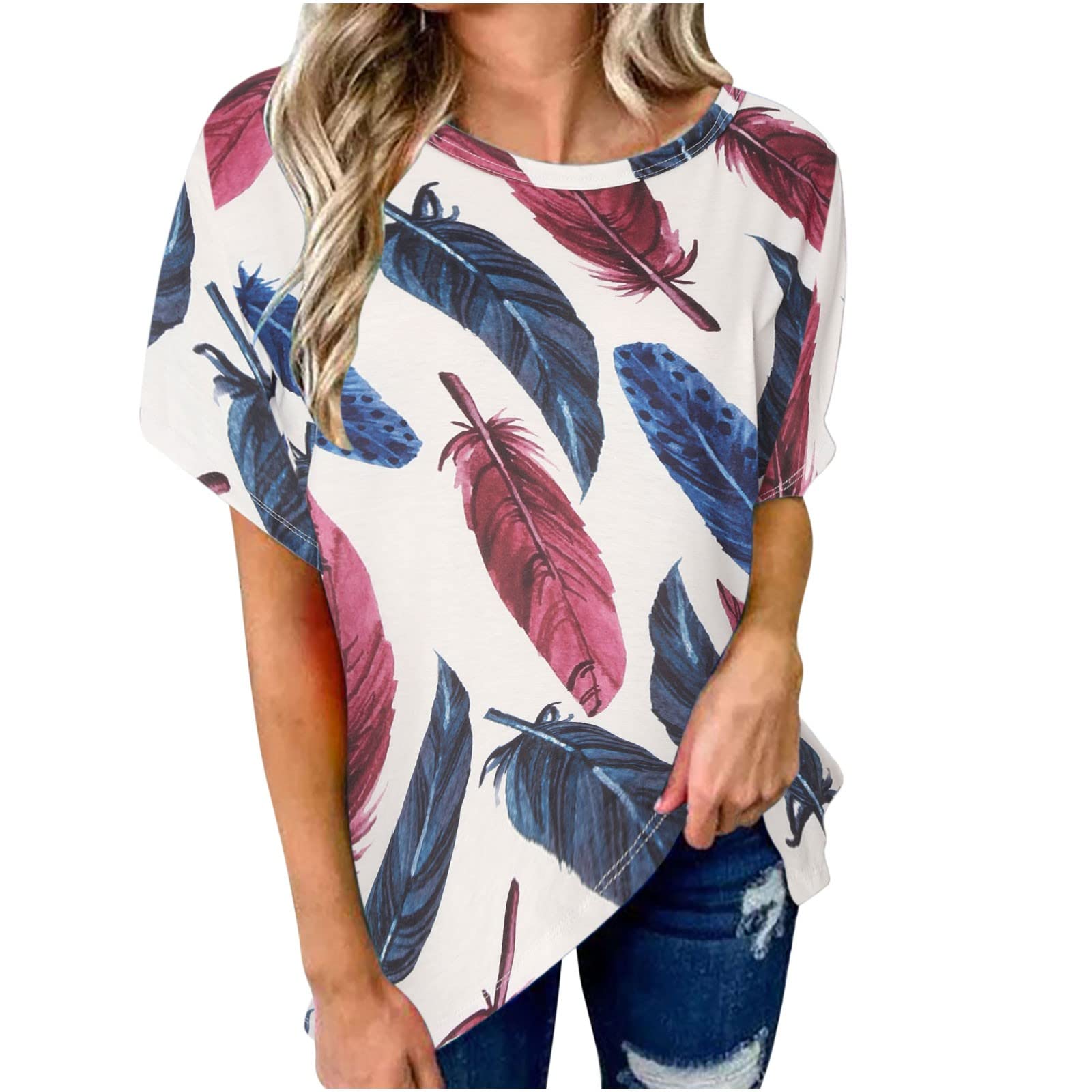 Women's Cross Backless Short Sleeve T-Shirt - Casual Raglan Tee with Prints - Perfect for Summer Outfits, Beach Wear & Casual Street Style