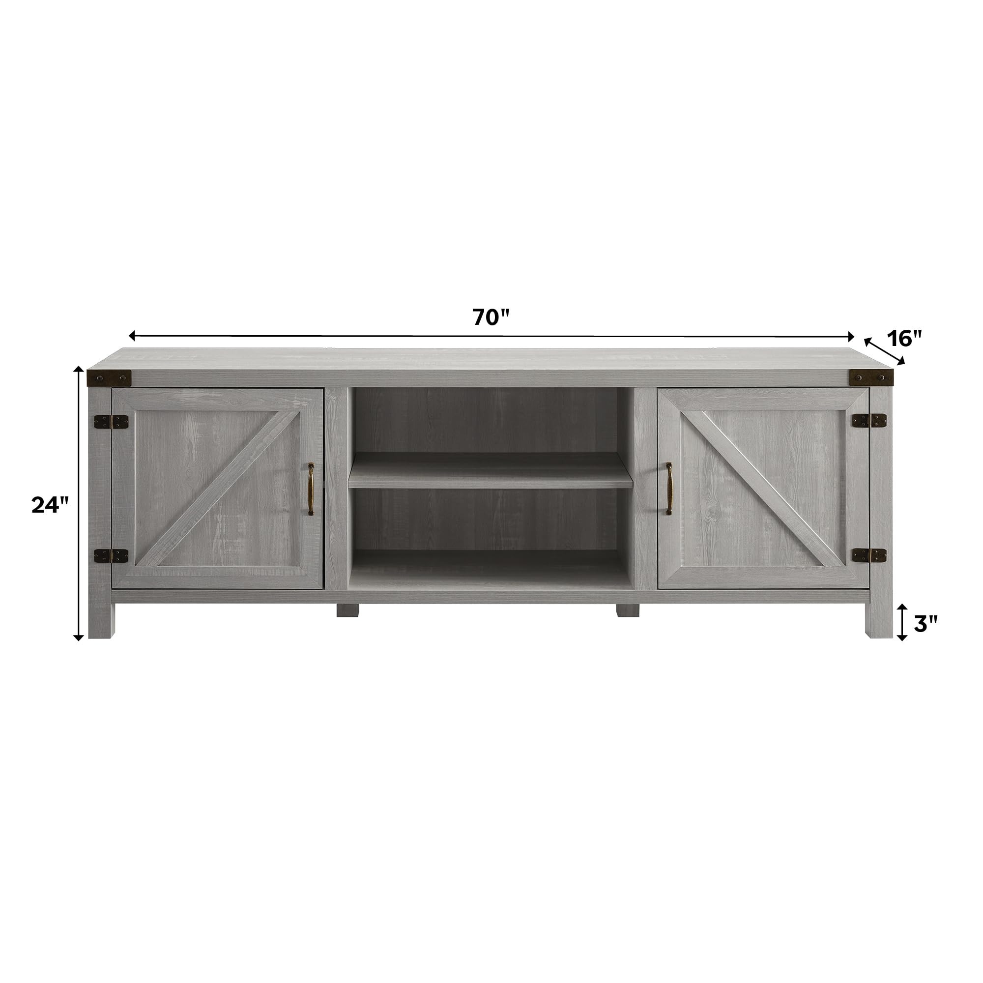 Walker Edison Georgetown Modern Farmhouse Double Barn Door TV Stand for 70-80 Inch TVs, Rustic Wood & Metal Entertainment Center with Storage - Perfect for Living Rooms, Home Theaters & Farmhouse Style Decor