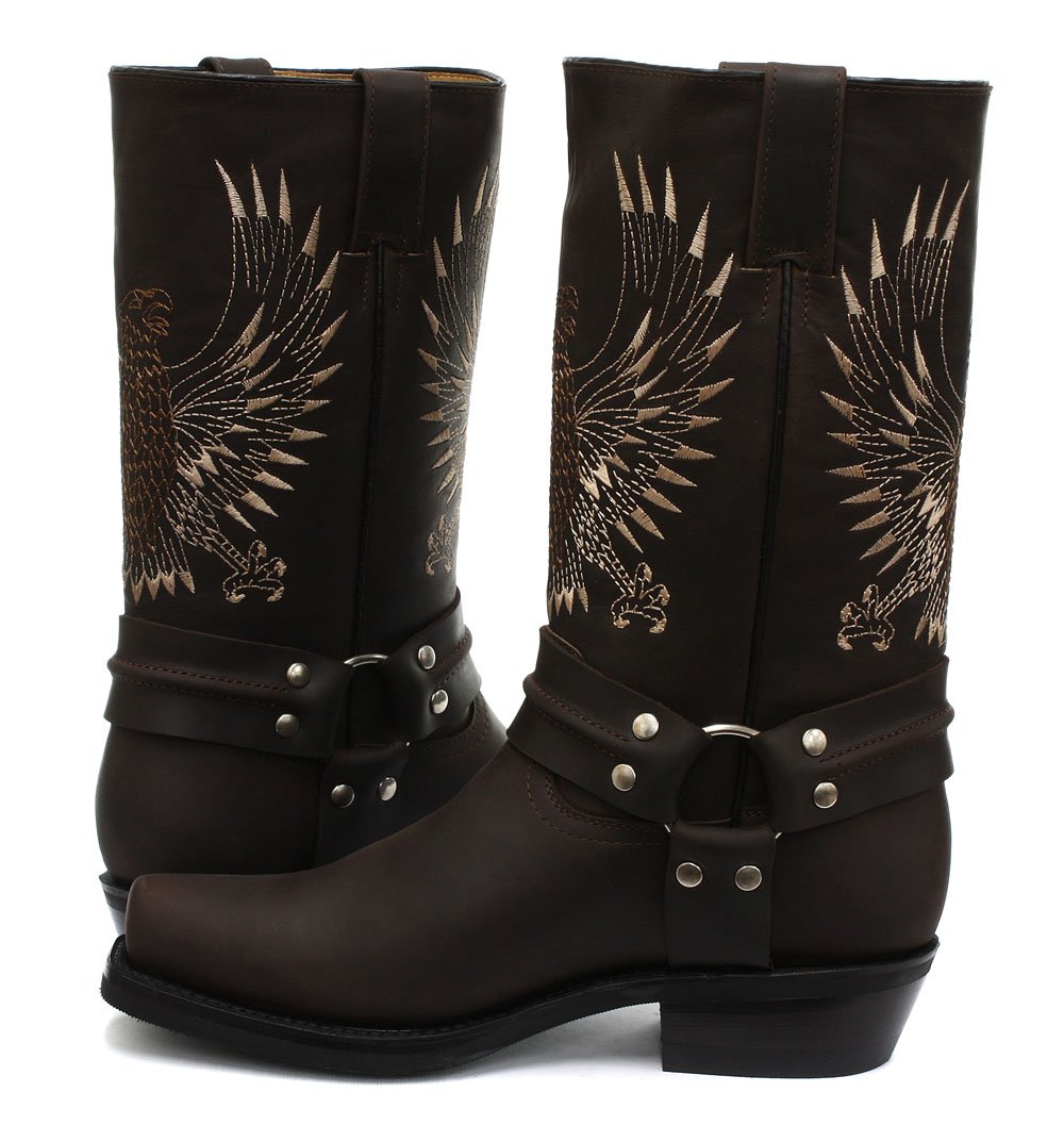 Bald Eagle Brown Men's Cowboy Boots - Western Style Leather Work Boots for Men - Durable & Comfortable Riding Boots for Country, Rodeo, and Outdoor Activities