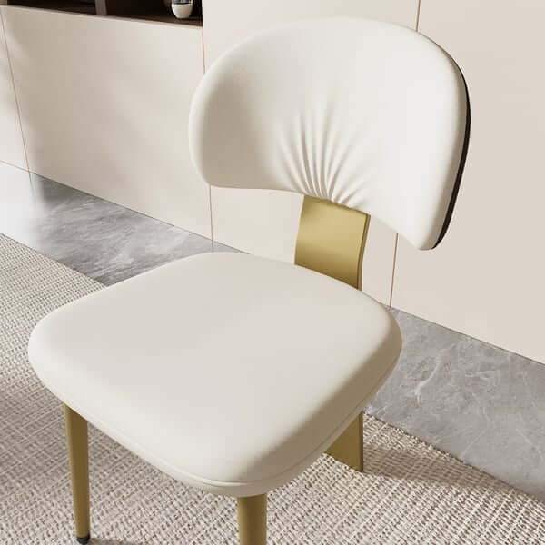 Modern White Upholstered Dining Chairs Set of 2 - Armless Side Chairs with Curved Back for Kitchen, Dining Room & Home Decor