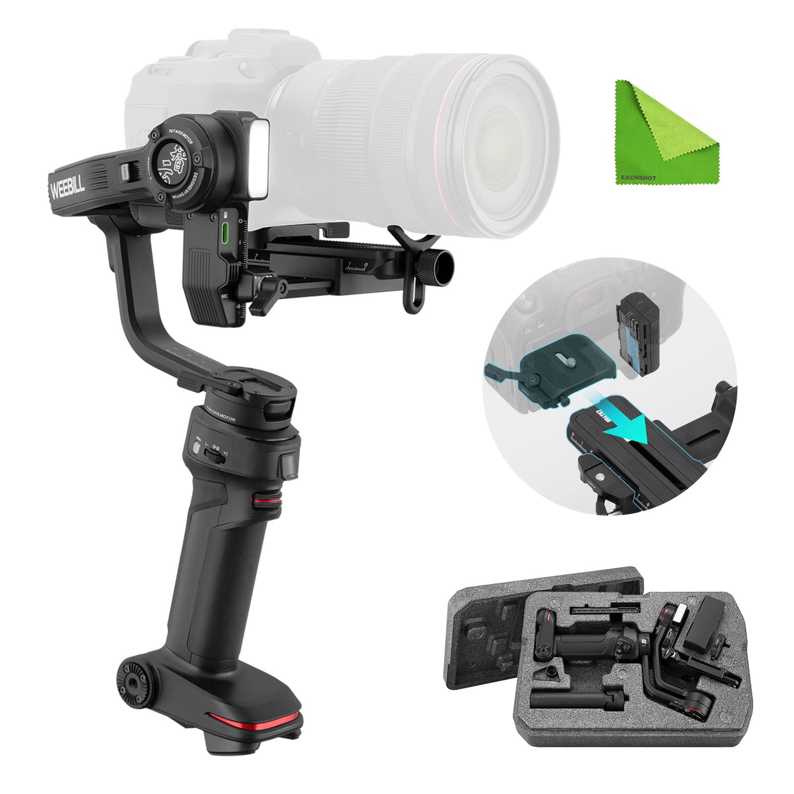 ZHIYUN Weebill 3 Professional 3-Axis Gimbal Stabilizer for DSLR & Mirrorless Cameras | Black | 2-Year Official Warranty | Perfect for Vlogging, Travel Filming & Live Streaming