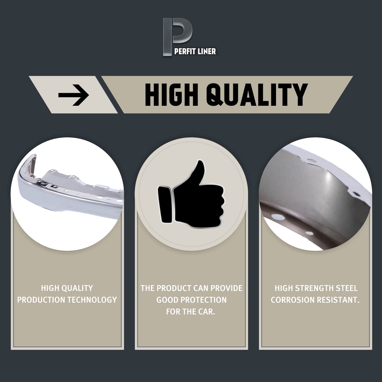 PERFIT LINER Chrome Front Bumper Replacement for 2001-2004 TOYOTA Tacoma Pickup Truck - TO1002174 52101AD030 | Durable Protection & Enhanced Style for Off-Road Adventures & Daily Commutes