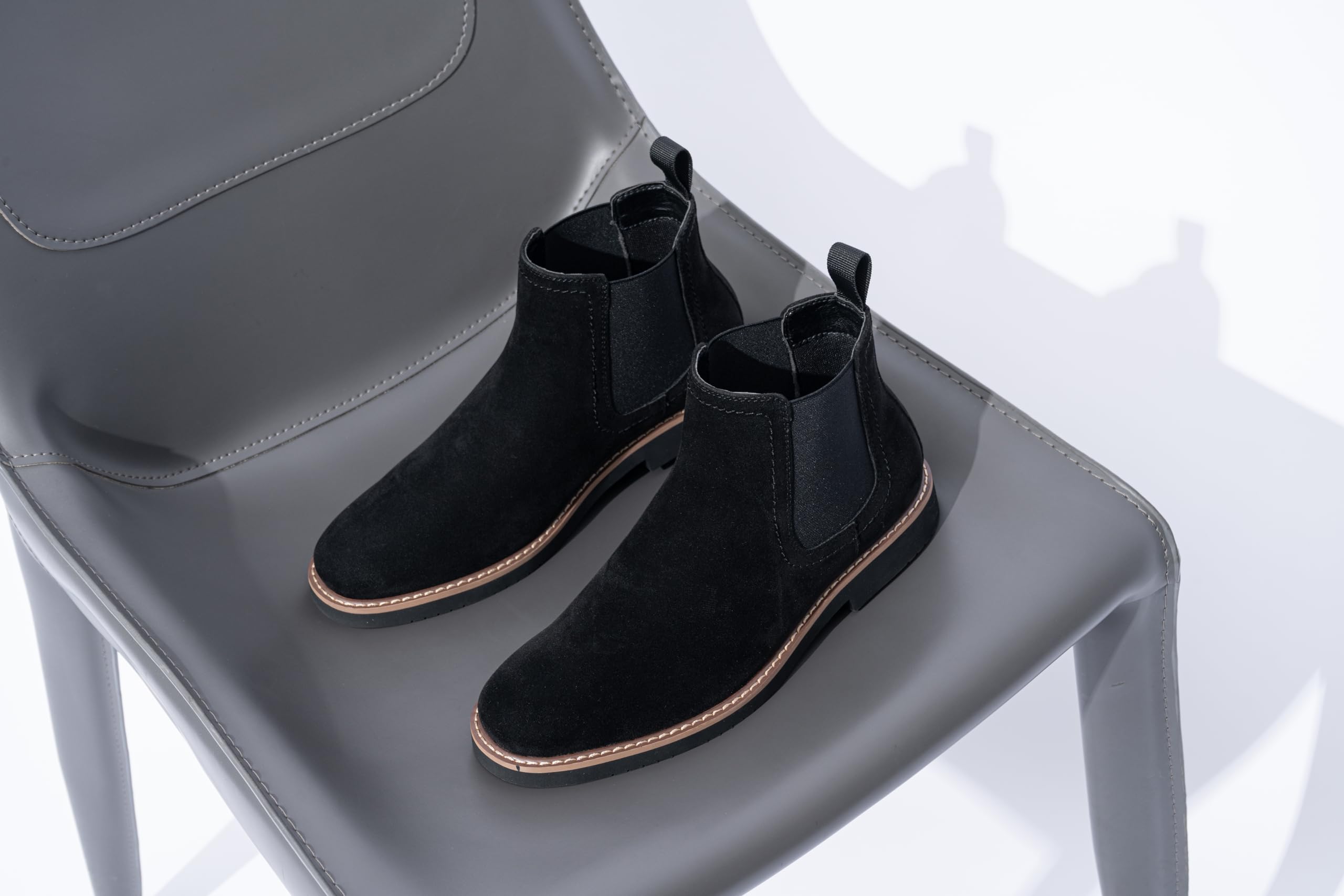 Vostey Men's Chelsea Boots - Classic Black Slip-On Ankle Boots for Casual & Dress Wear | Perfect for Office, Date Night & Everyday Outfits