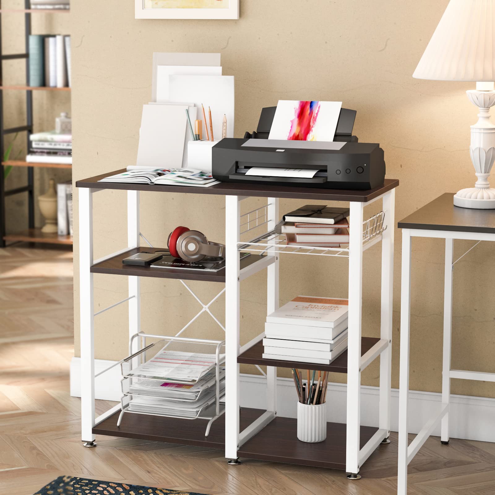 Soges Black Microwave Cart Stand with Shelves - Multi-Functional Kitchen Storage Organizer for Baking, Spices & Small Appliances - Perfect for Small Kitchens, Apartments & Dorm Rooms