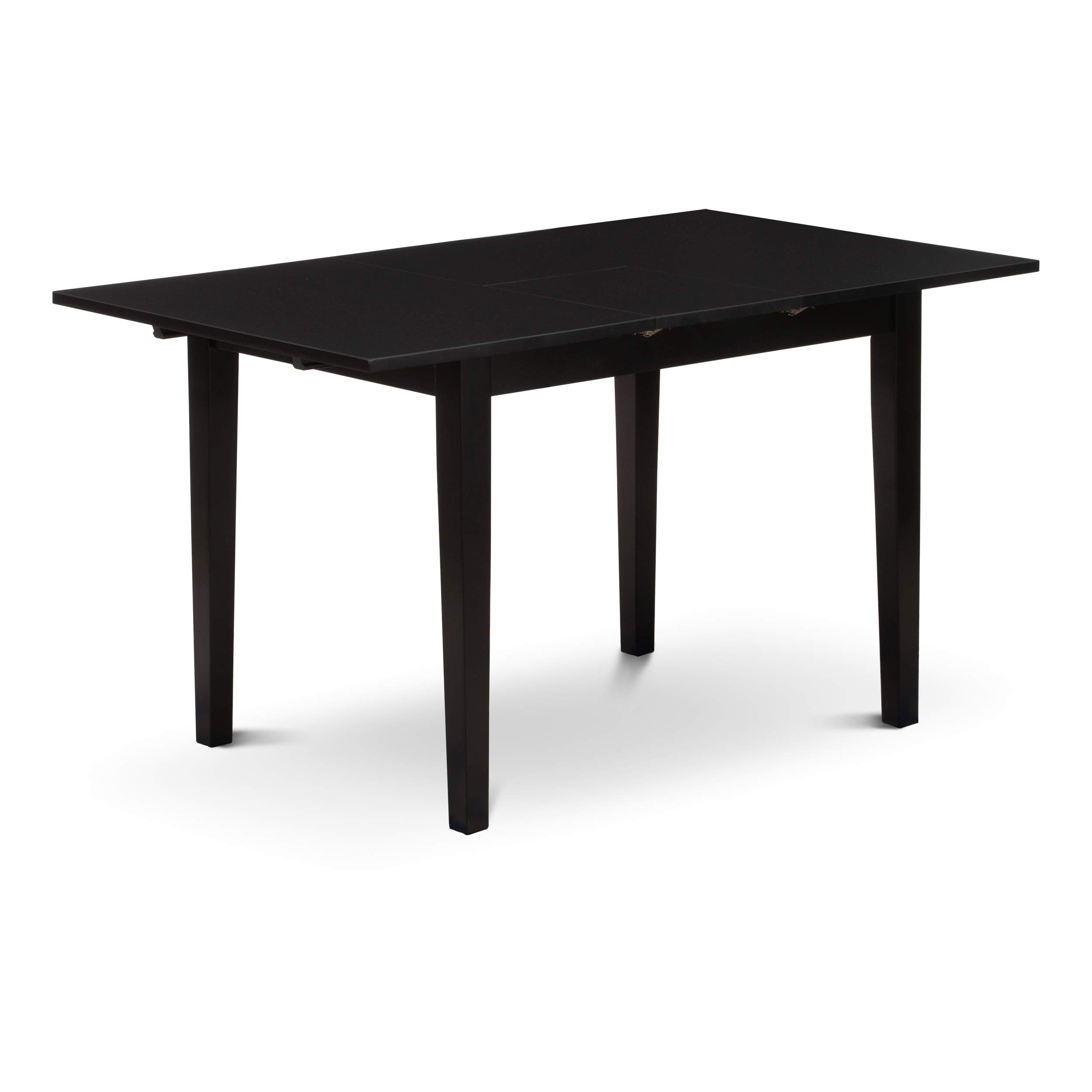East West Furniture 3-Piece Dining Room Table Set with Butterfly Leaf - Rectangle Kitchen Table & 2 Chairs, 32x54 Inch, Black | Perfect for Small Spaces, Breakfast Nooks & Compact Apartments