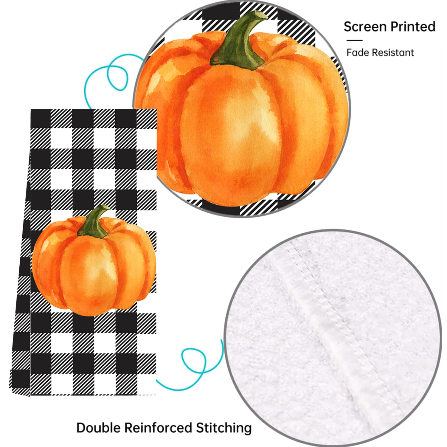 LXOMILL Buffalo Plaid Fall Kitchen Towels Set of 2 - Absorbent Cotton Dish Towels with Pumpkin Pattern for Autumn Decor, Farmhouse Style Kitchen Accessories - Perfect for Thanksgiving, Halloween & Cozy Fall Decorating
