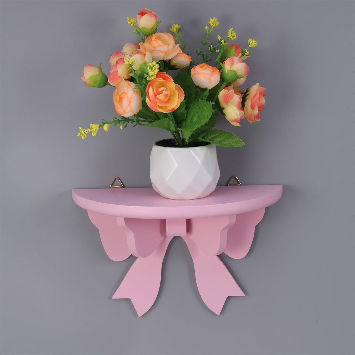 Zerodeko Floating Bookshelf - Pink Bow-Shaped Wooden Wall Shelf for Home Decor, Rustic Display Shelf for Books, Plants & Room Decor - Perfect for Living Room, Bedroom & Office Organization