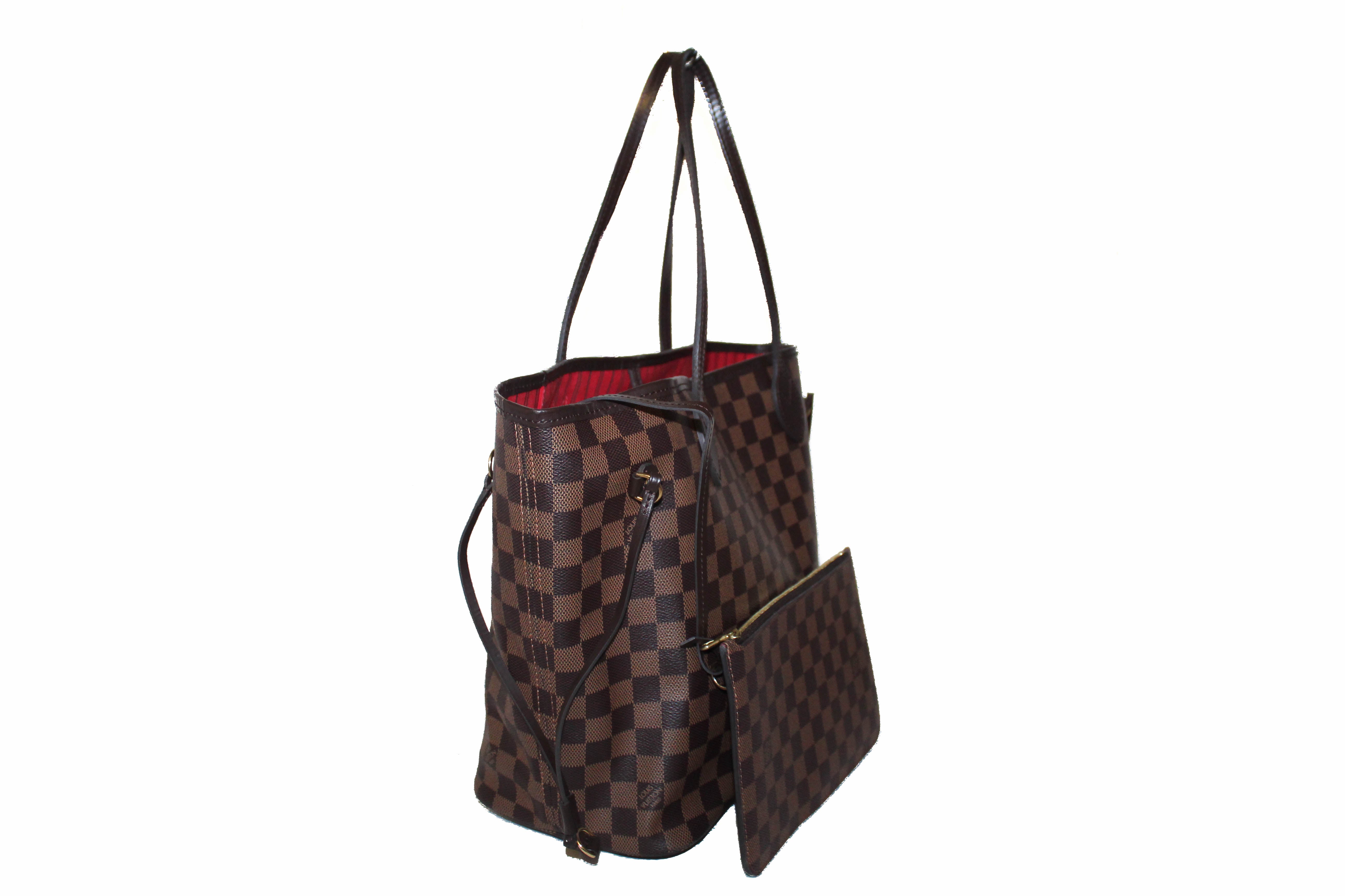 Authentic Louis Vuitton Damier Ebene Canvas Neverfull MM Tote Bag - Luxury Designer Shoulder Handbag for Women, Perfect for Work, Travel & Everyday Use
