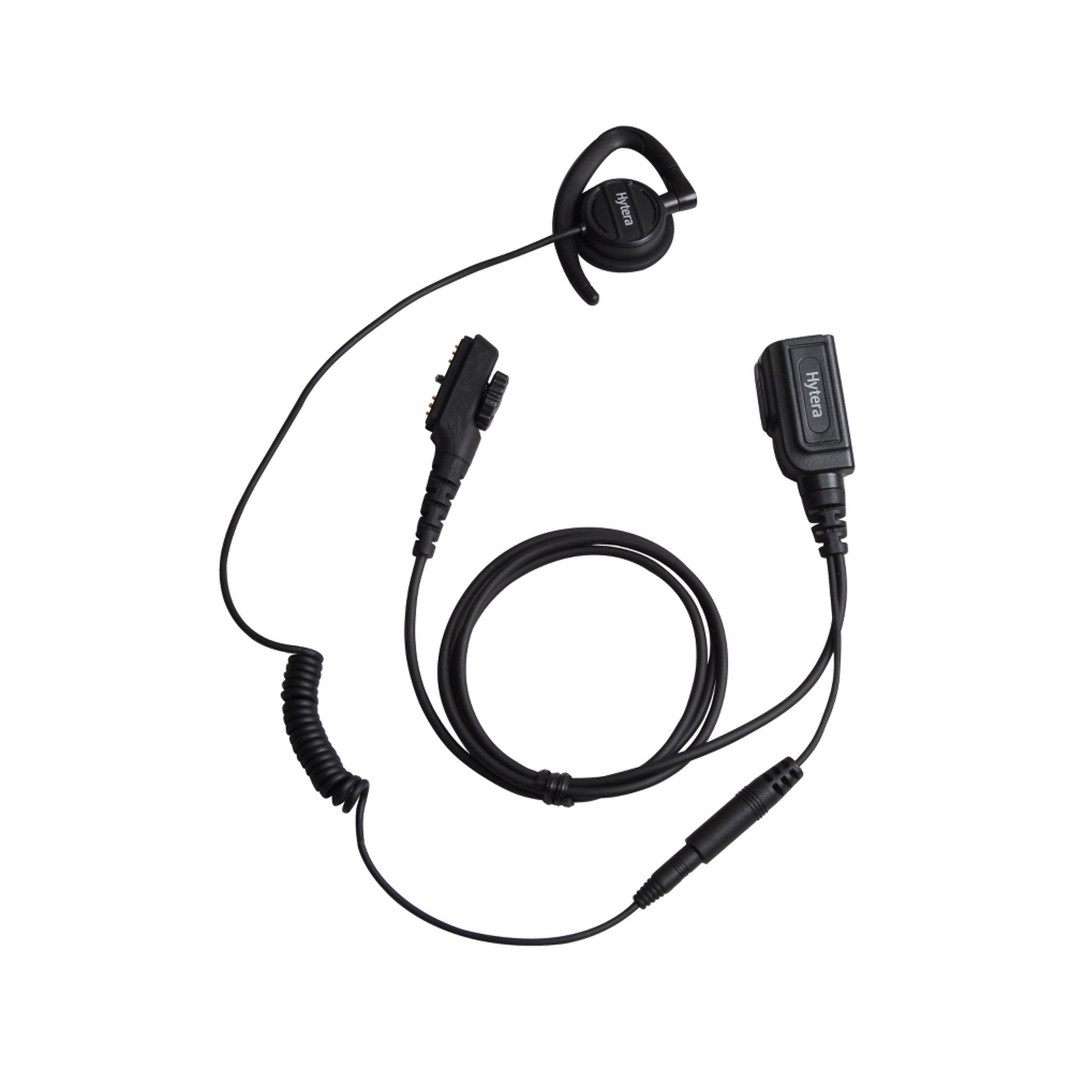 Hytera EHN17 Swivel Earpiece with In-Line PTT & Microphone - Secure Fit for Two-Way Radios - Ideal for Security, Construction & Outdoor Communication