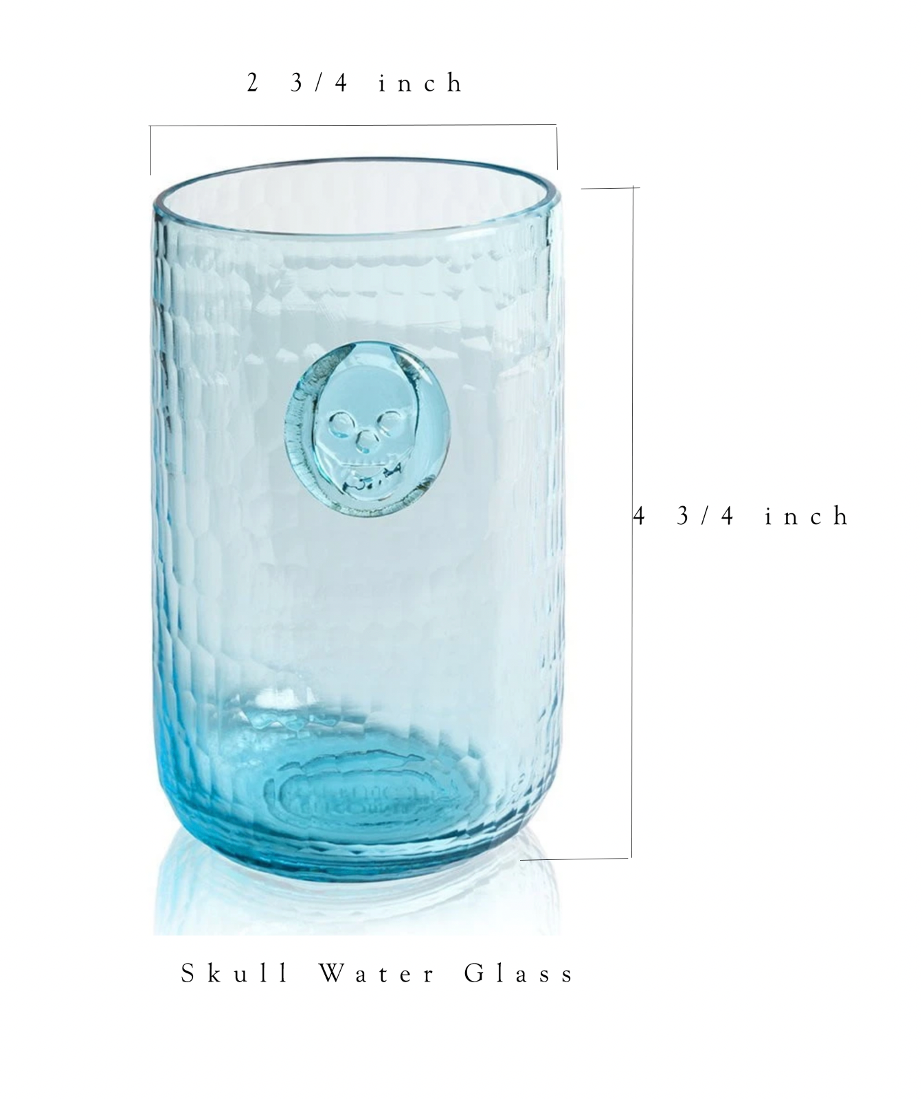 Skull Stamp Water Drinking Glasses Set of 4 - Gothic Style Barware for Halloween, Parties & Home Decor - Premium Aqua Glass Cups for Beer, Cocktails & Beverages