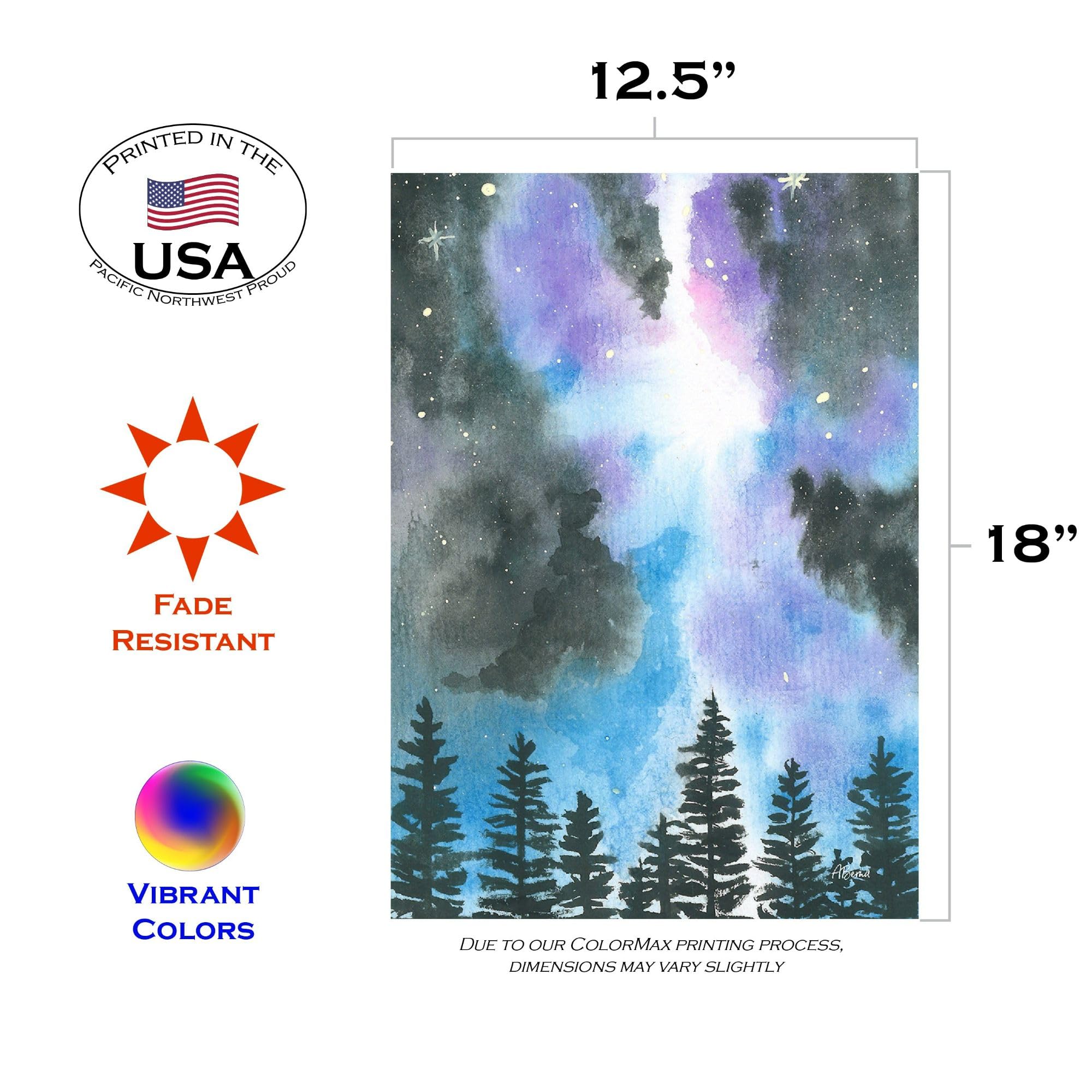 Toland Home Garden 1112526 Double Sided Winter Flag 12x18 Inch - Forest Night Sky Design for Outdoor Yard & House Decoration | Perfect for Seasonal Porch, Garden & Holiday Display