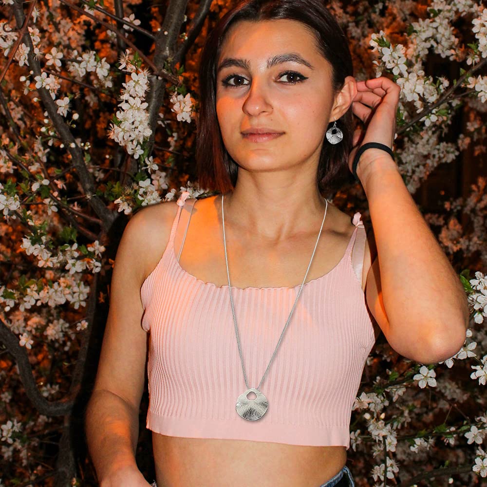 Madison Tyler Gold Plated Jewelry Set for Women | Silver Teardrop Pendant Necklace with Snake Chain | Fashionable Dangle Earrings | Trendy Layered Necklace Set | Perfect for Date Night, Office Wear & Special Occasions