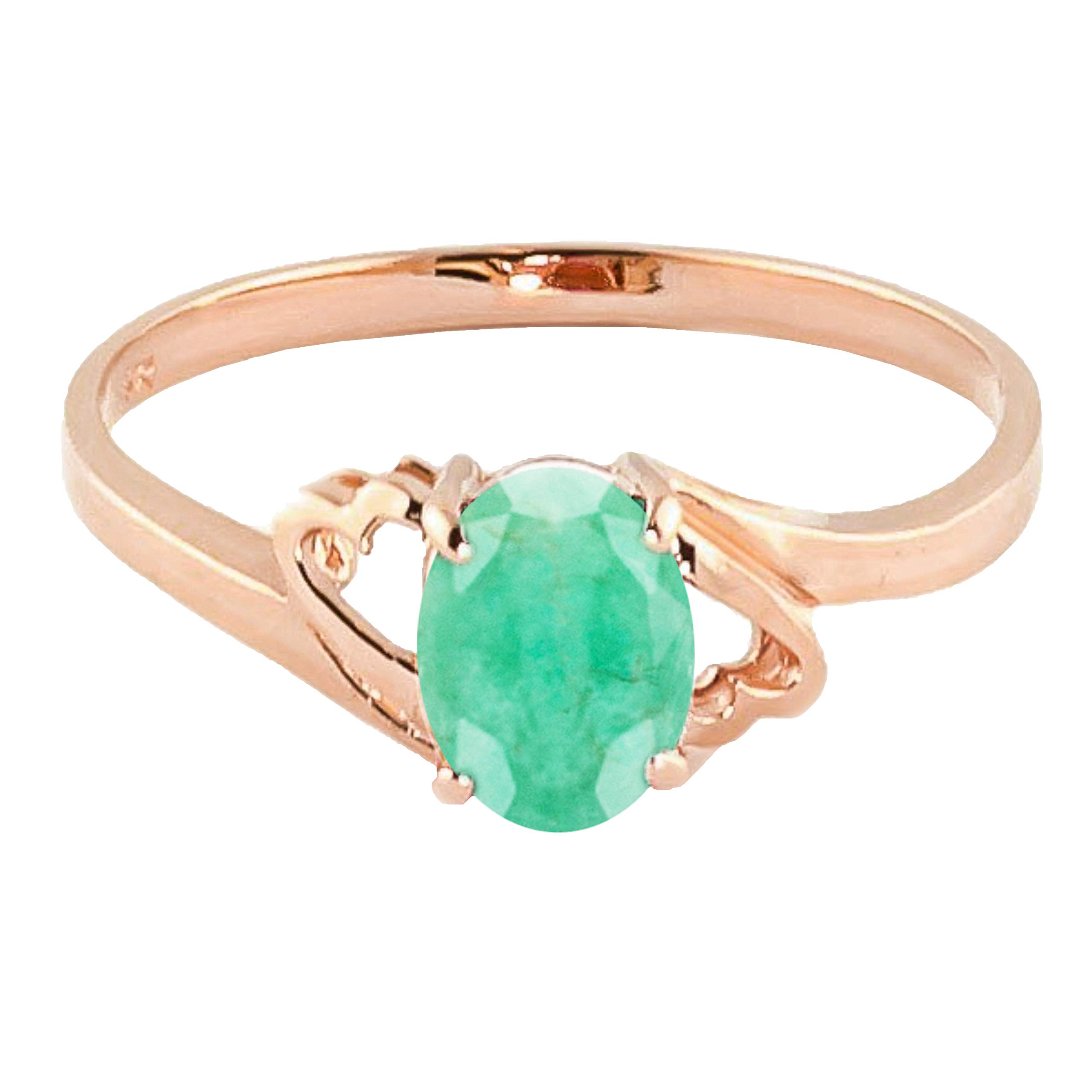 14K Rose Gold Natural Emerald Ring for Women – Elegant Galaxy Gold GG Jewelry for Engagement, Anniversary & Special Occasions