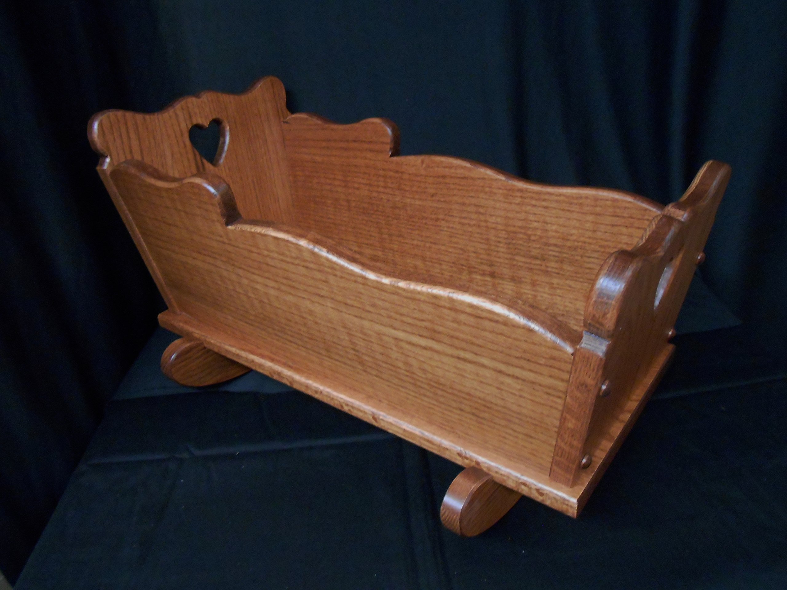 Solid Oak Medium Doll Cradle - Handcrafted Amish Furniture for Kids with Harvest Stain - Perfect for Playrooms, Bedrooms & Nursery Decor