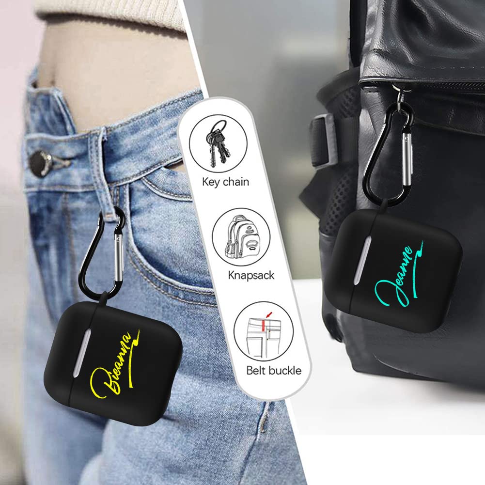 Custom AirPods Case for AirPods 1/2 - Shockproof Black TPU Cover with Keychain for Travel & Gym
