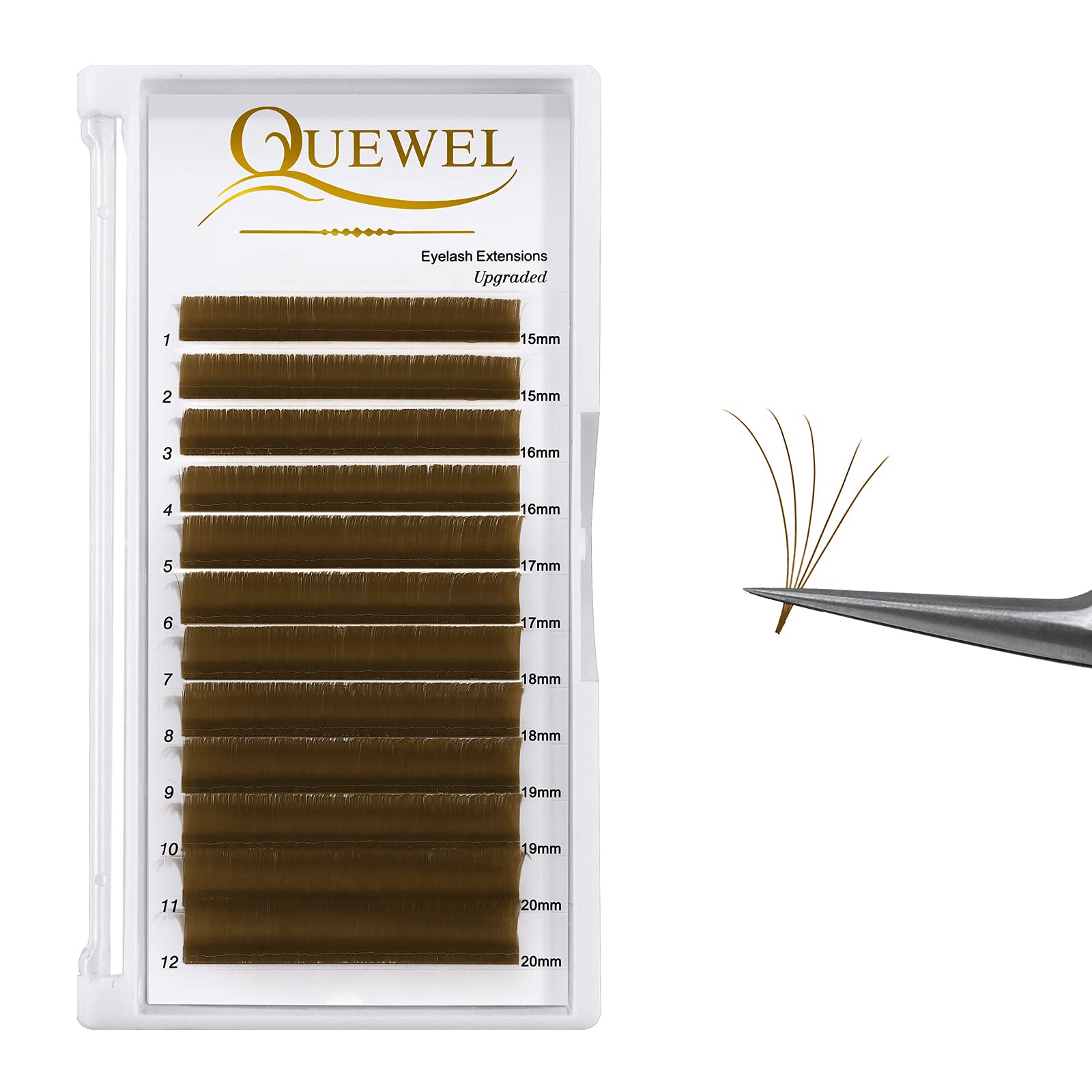 Premium 0.07mm D Curl Volume Lash Extensions 15-20mm - Natural Brown Eyelash Extensions for Easy Fanning (2D-20D) - Perfect for Salon Professionals & DIY Lash Artists - Ideal for Weddings, Parties & Everyday Glam