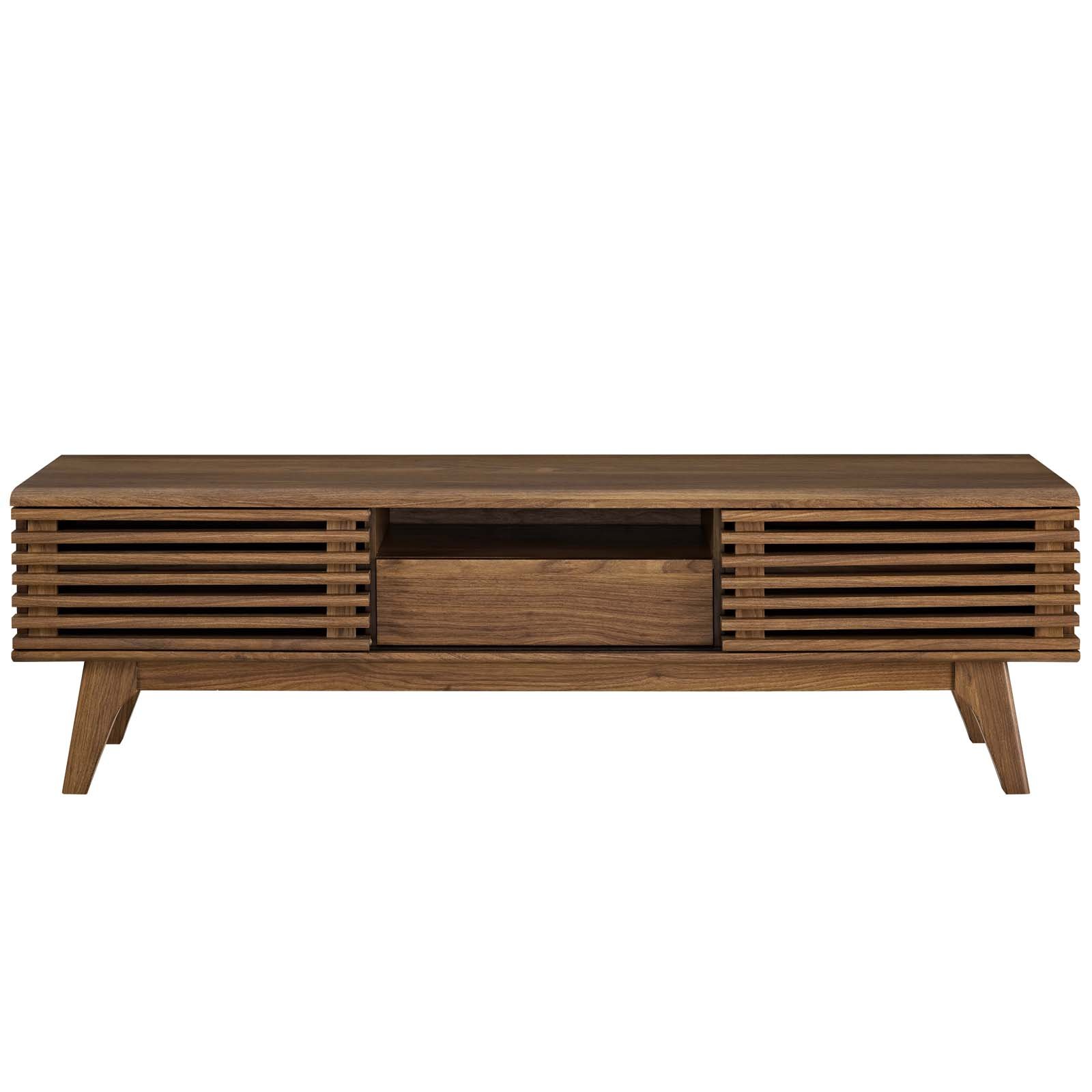 Modern Contemporary Wooden TV Stand Console Table for Living Room, Lounge, Club & Lobby - Brown Media Entertainment Center - Perfect for Home Theater Setup & Stylish Interior Decor