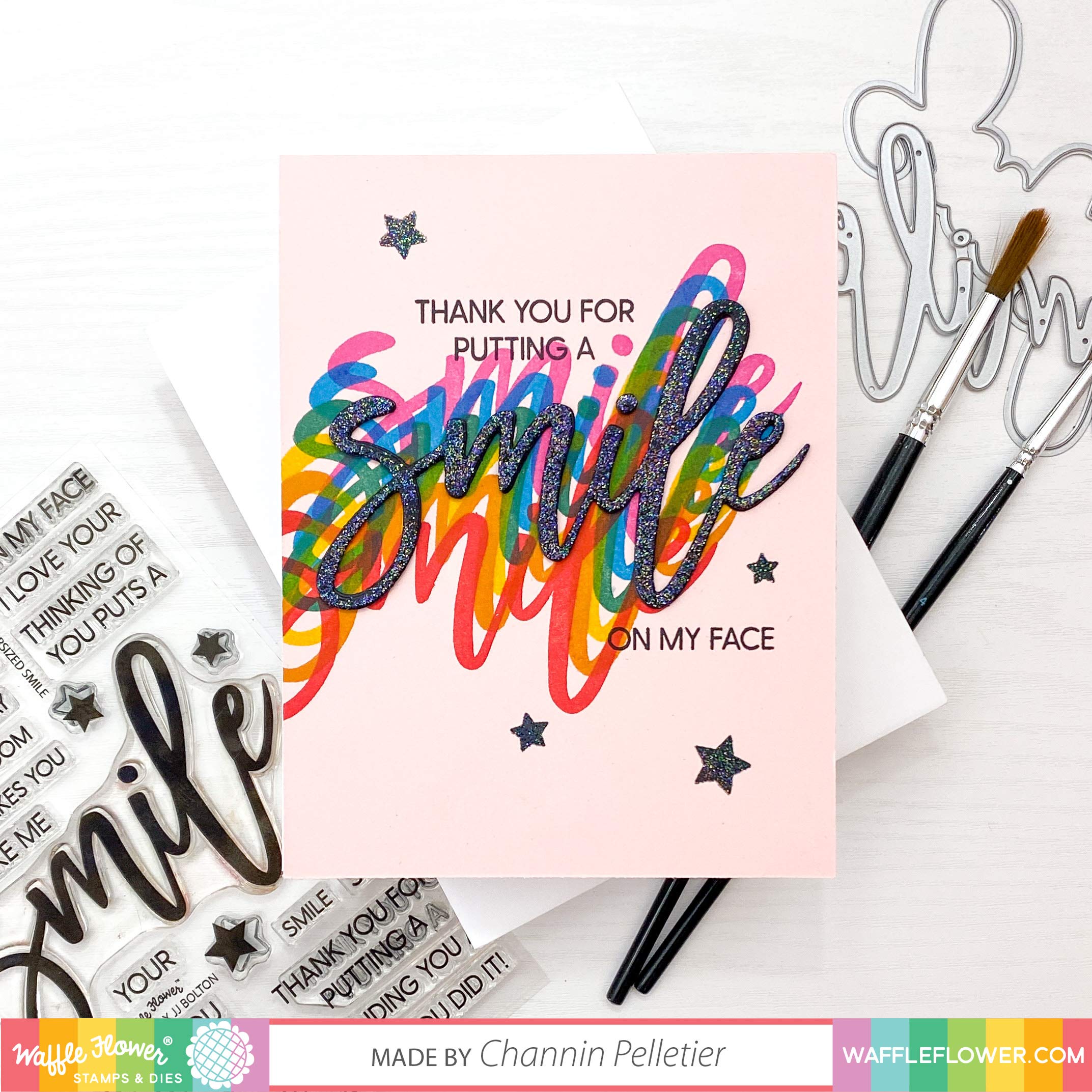 Waffle Flower Oversized Smile Stamp Set for Card Making & Scrapbooking - DIY Greeting Cards, Journaling, Planner Decorations