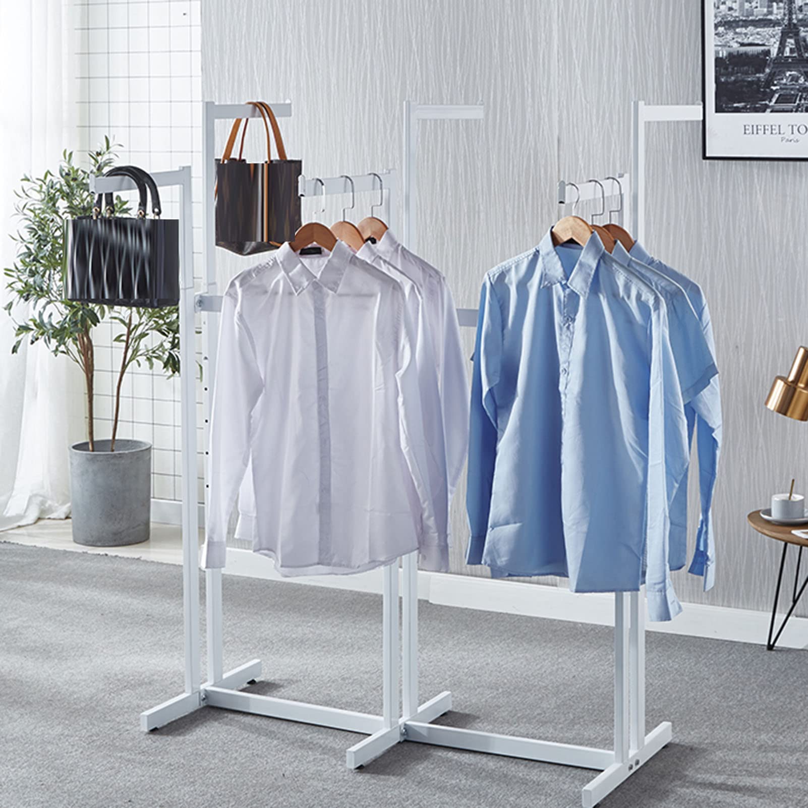 Heavy Duty 6-Way Commercial Garment Rack - Black Floor Standing Clothes Display for Boutiques & Retail Stores | Perfect for Clothing Stores, Fashion Showrooms and Retail Displays