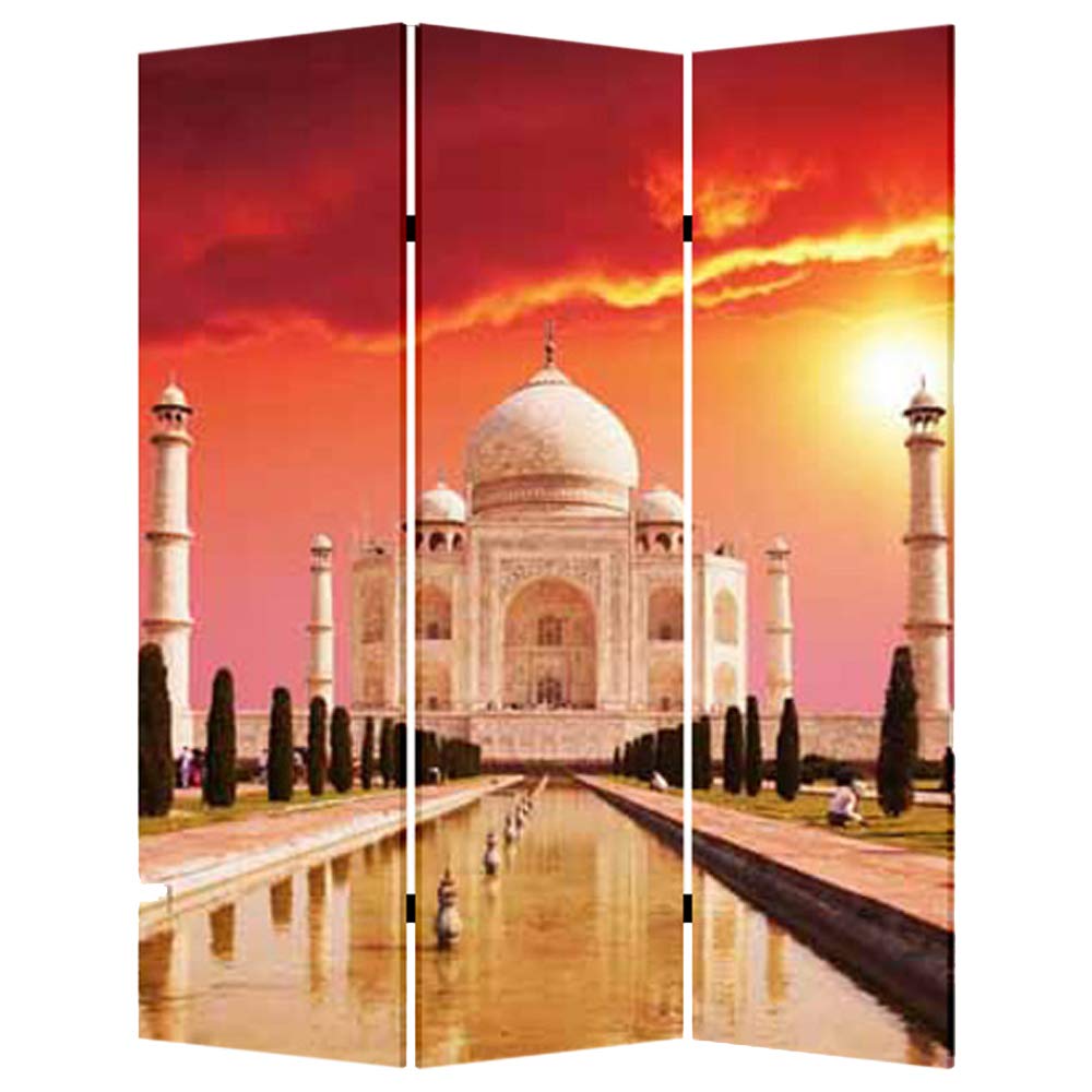Taj Mahal Inspired Room Divider Screen - Handcrafted Decorative Partition for Living Room, Bedroom & Office - Foldable Privacy Panel for Home Decor