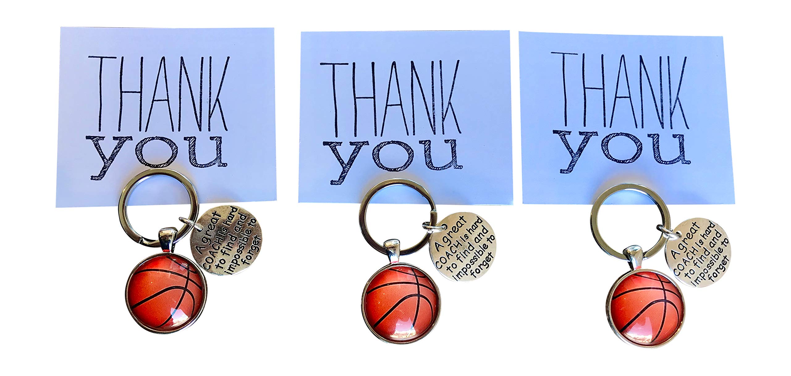 Basketball Coach Keychain Pack of 3 - Silver Minimalist Gift for Coaches & Fans - Perfect for Team Appreciation & Gifts