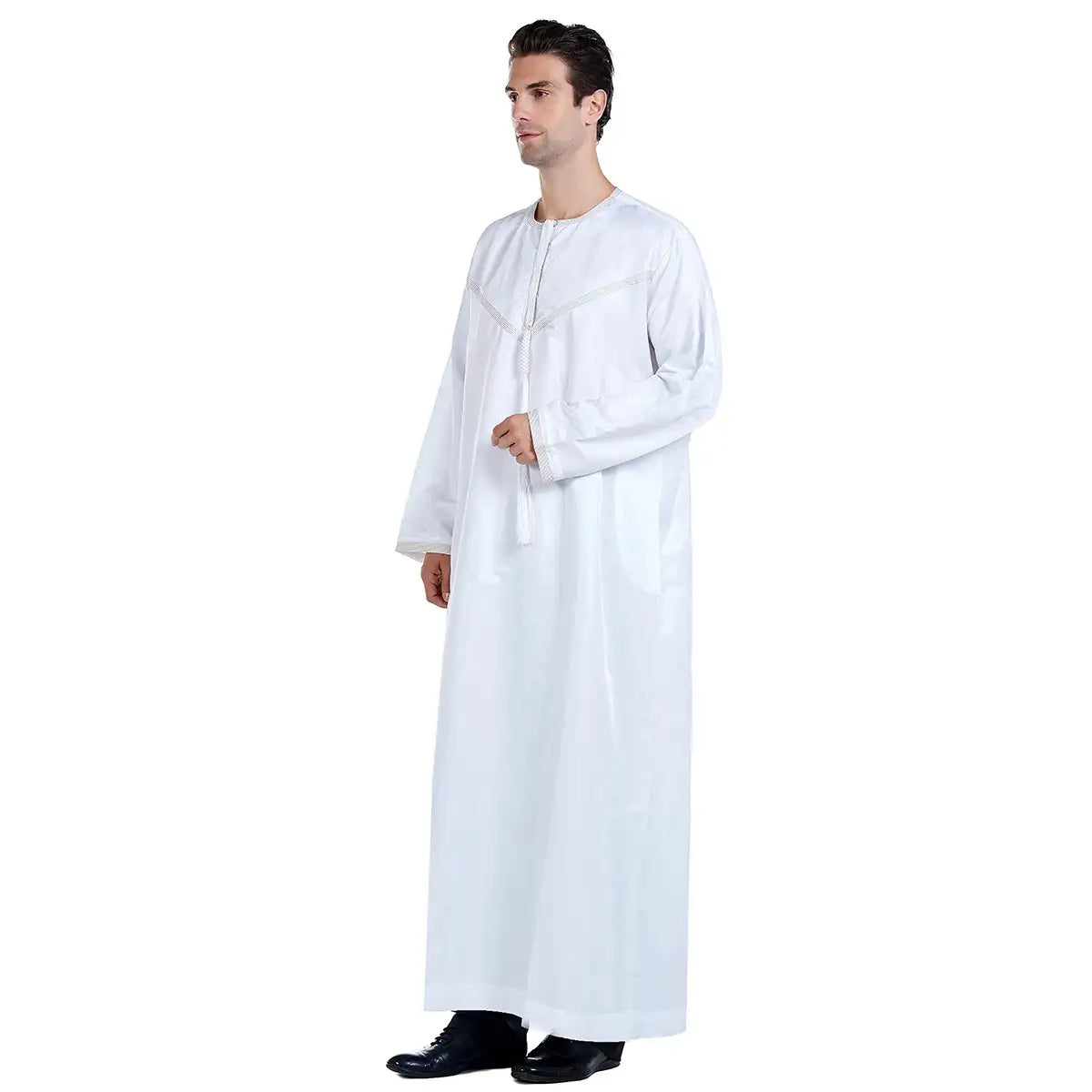 Premium White Thobe Robe for Men - Traditional Arab Middle Eastern Clothing - Perfect for Eid, Weddings & Special Occasions